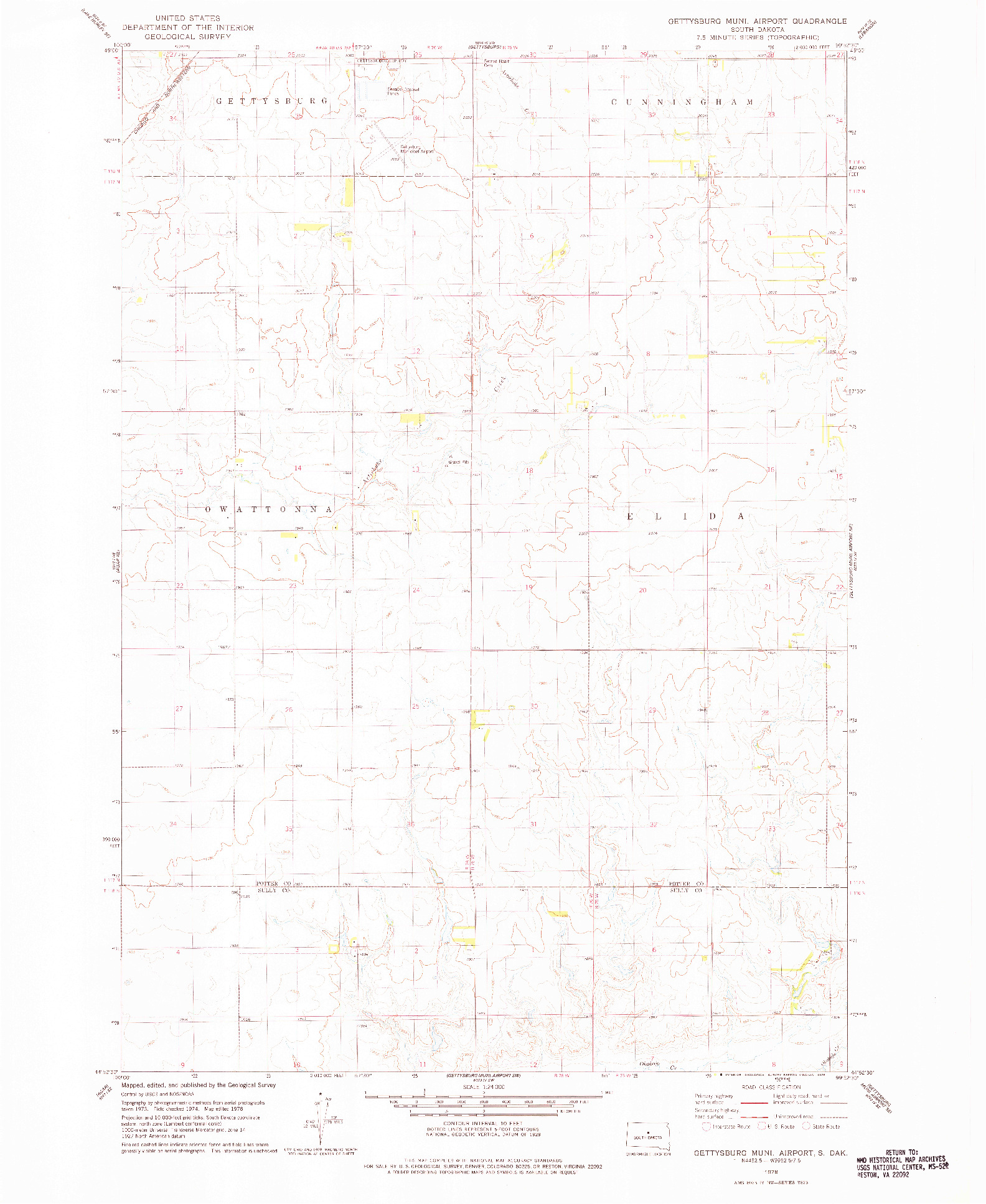 USGS 1:24000-SCALE QUADRANGLE FOR GETTYSBURG MUNI. AIRPORT, SD 1978
