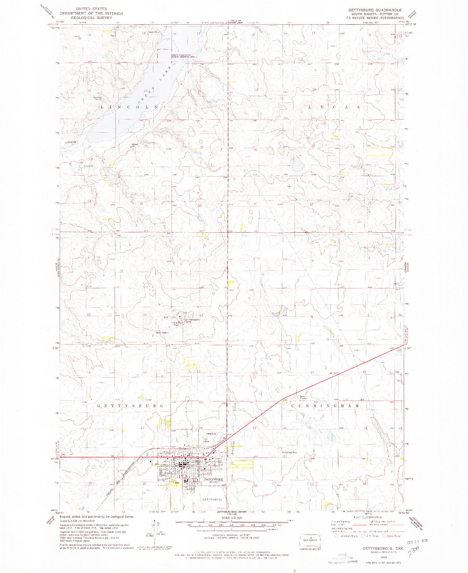 USGS 1:24000-SCALE QUADRANGLE FOR GETTYSBURG, SD 1978