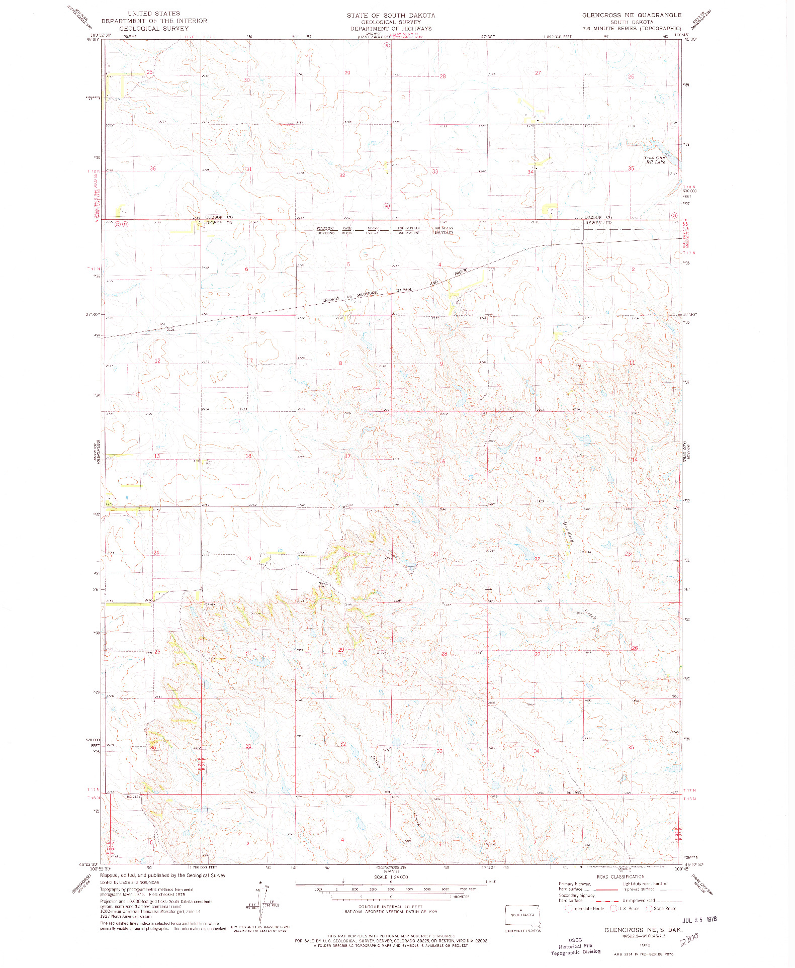 USGS 1:24000-SCALE QUADRANGLE FOR GLENCROSS NE, SD 1975