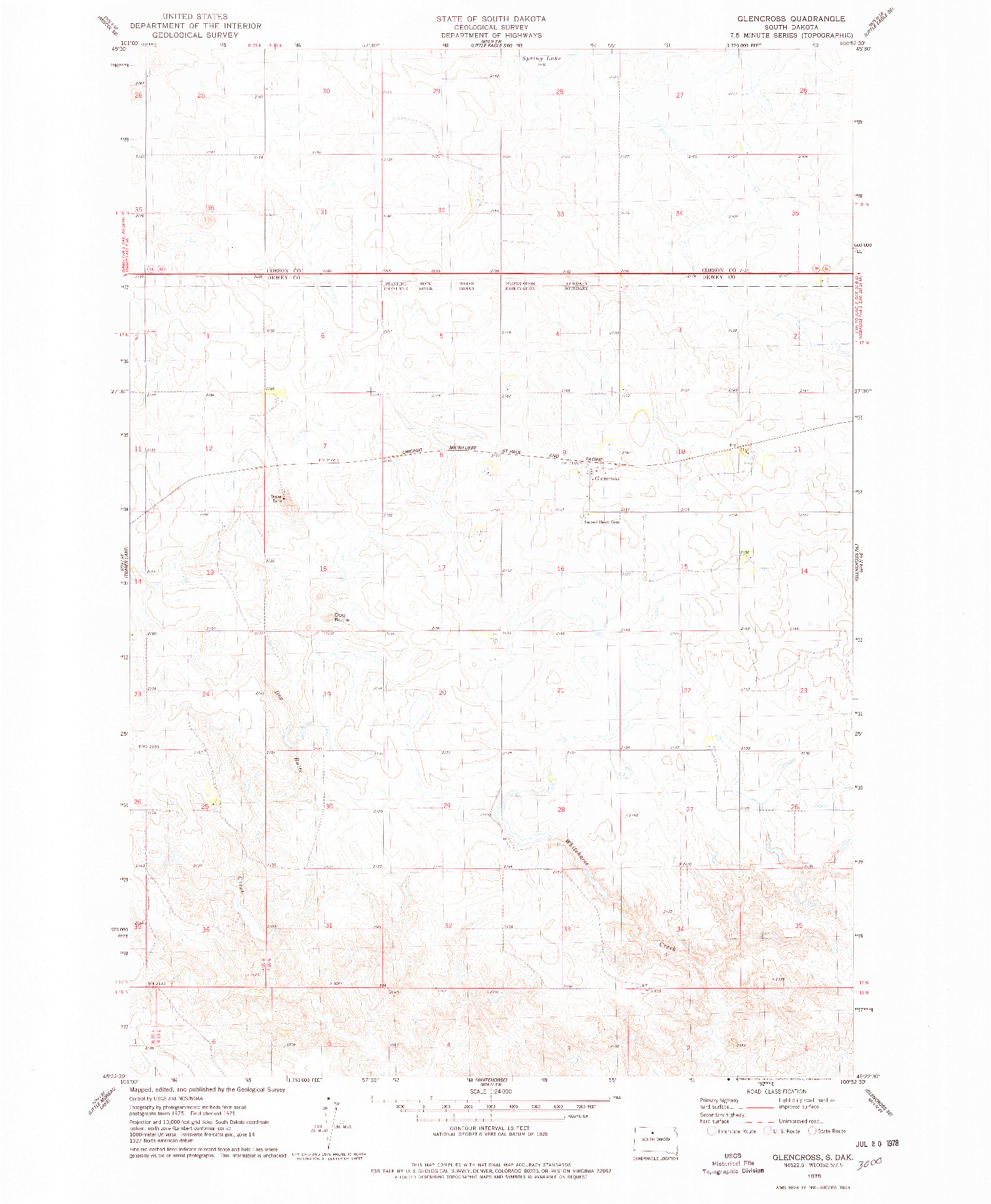 USGS 1:24000-SCALE QUADRANGLE FOR GLENCROSS, SD 1975