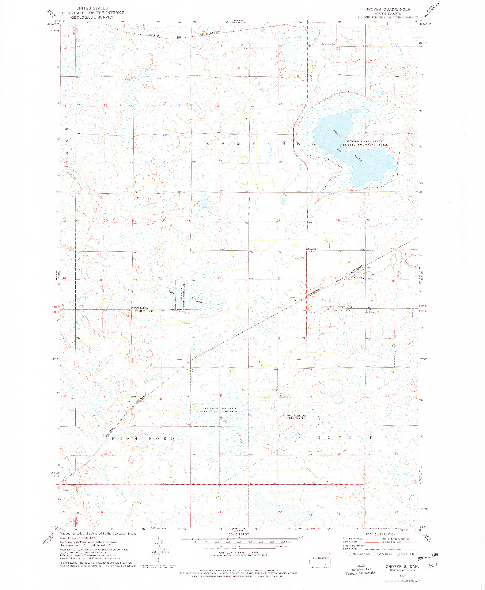 USGS 1:24000-SCALE QUADRANGLE FOR GROVER, SD 1973