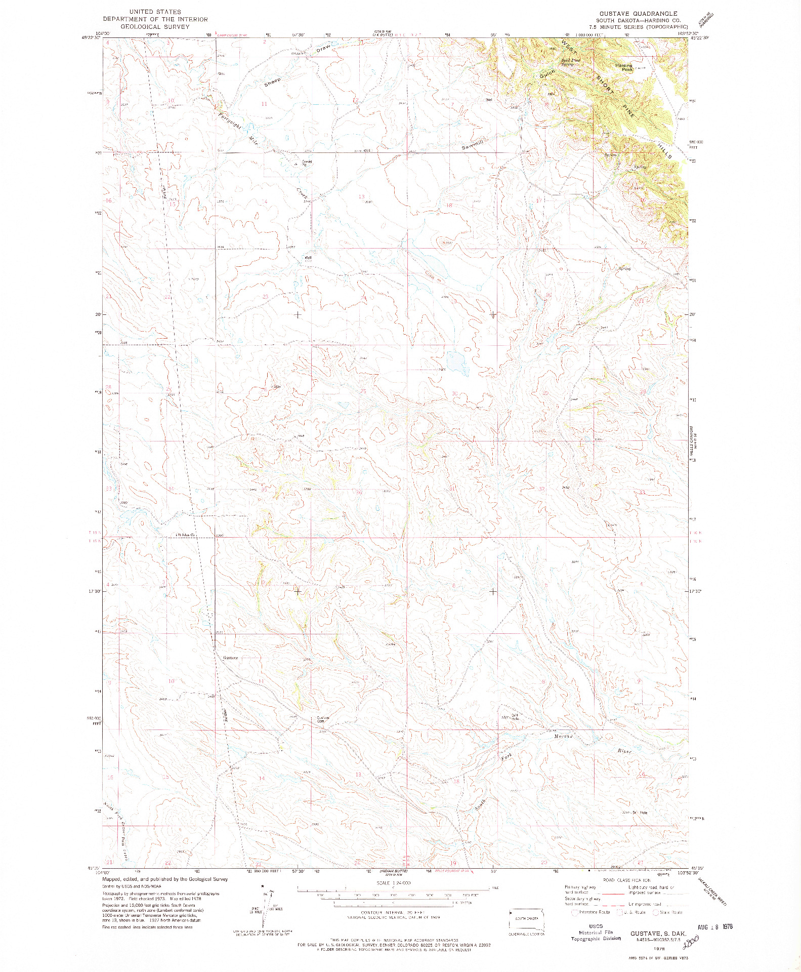 USGS 1:24000-SCALE QUADRANGLE FOR GUSTAVE, SD 1978