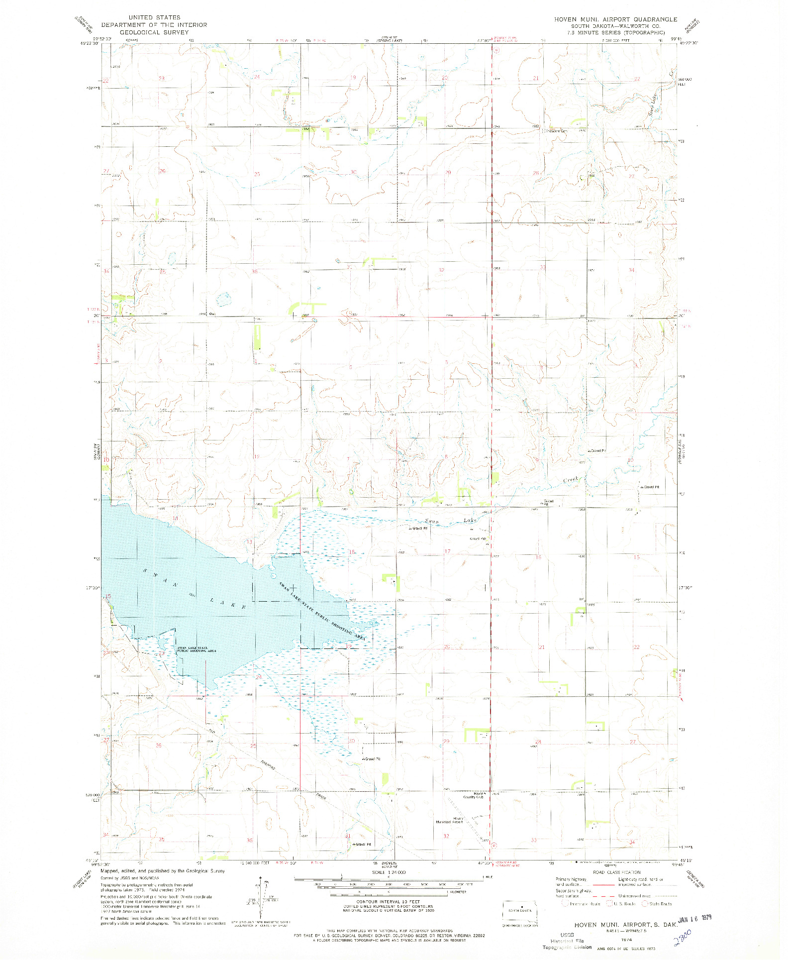 USGS 1:24000-SCALE QUADRANGLE FOR HOVEN MUNI. AIRPORT, SD 1974