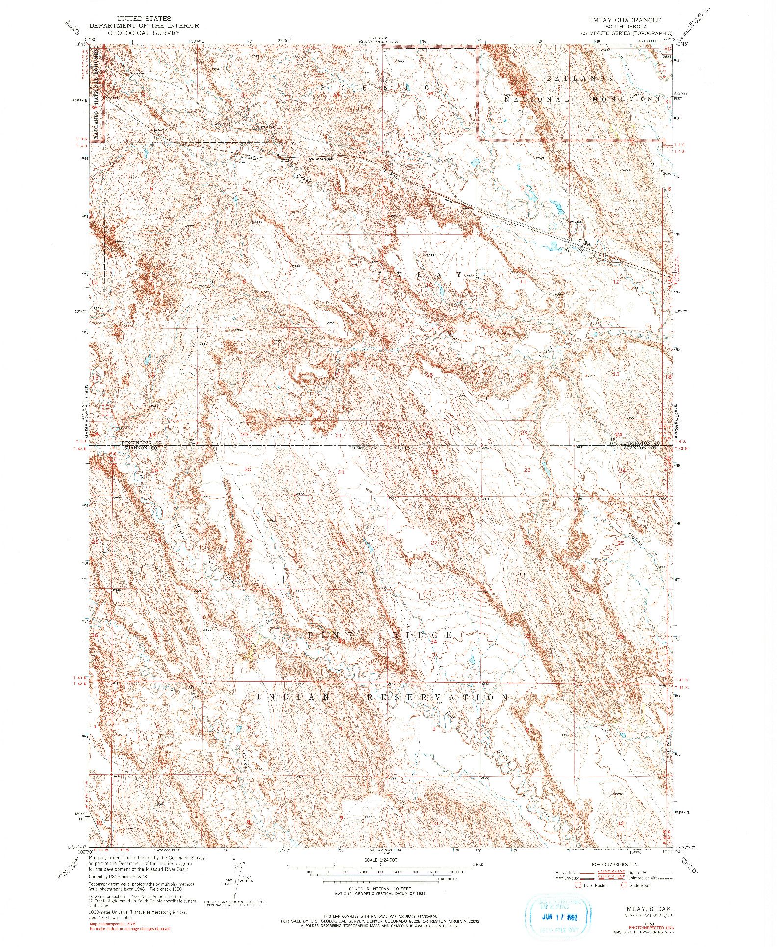 USGS 1:24000-SCALE QUADRANGLE FOR IMLAY, SD 1950