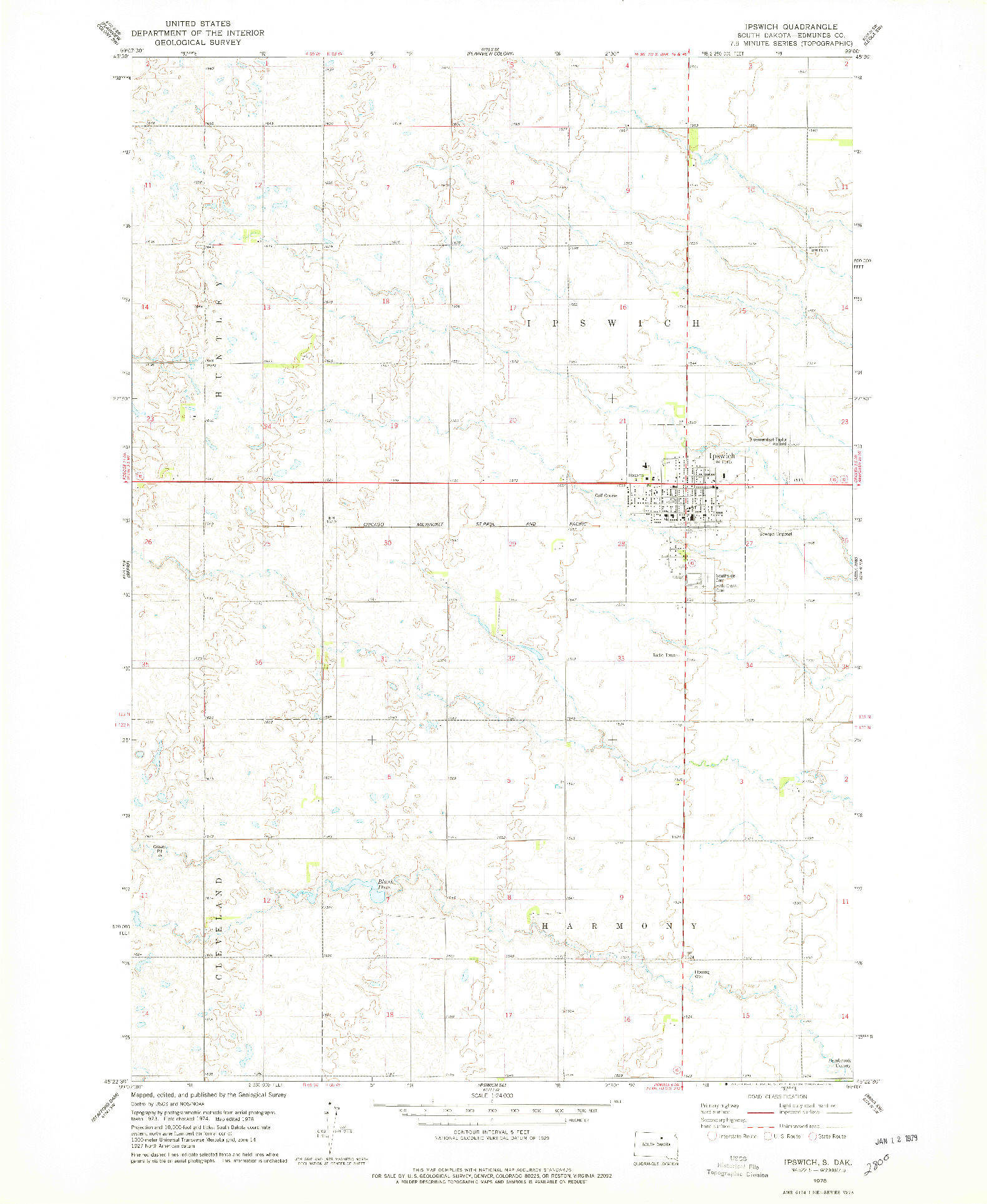 USGS 1:24000-SCALE QUADRANGLE FOR IPSWICH, SD 1978
