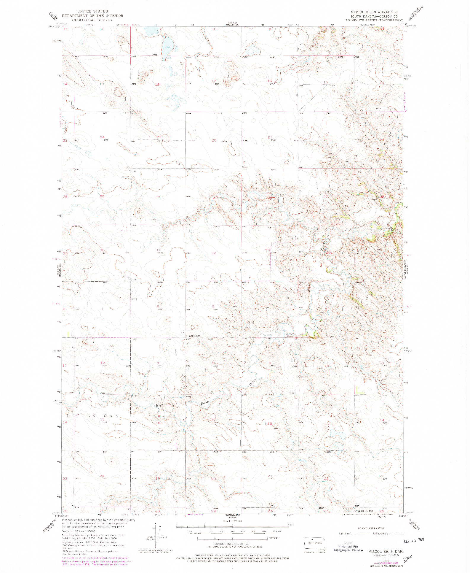 USGS 1:24000-SCALE QUADRANGLE FOR MISCOL SE, SD 1956