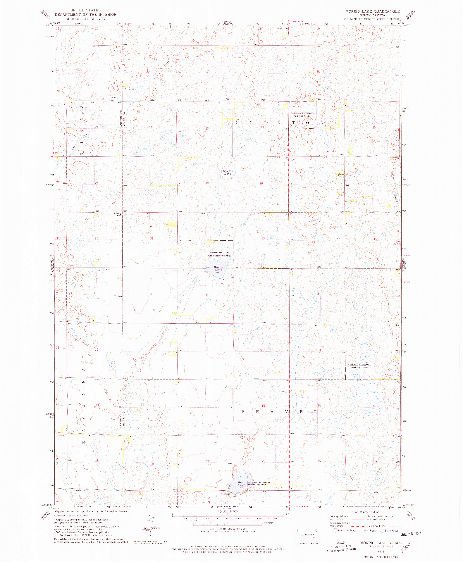 USGS 1:24000-SCALE QUADRANGLE FOR MORRIS LAKE, SD 1973