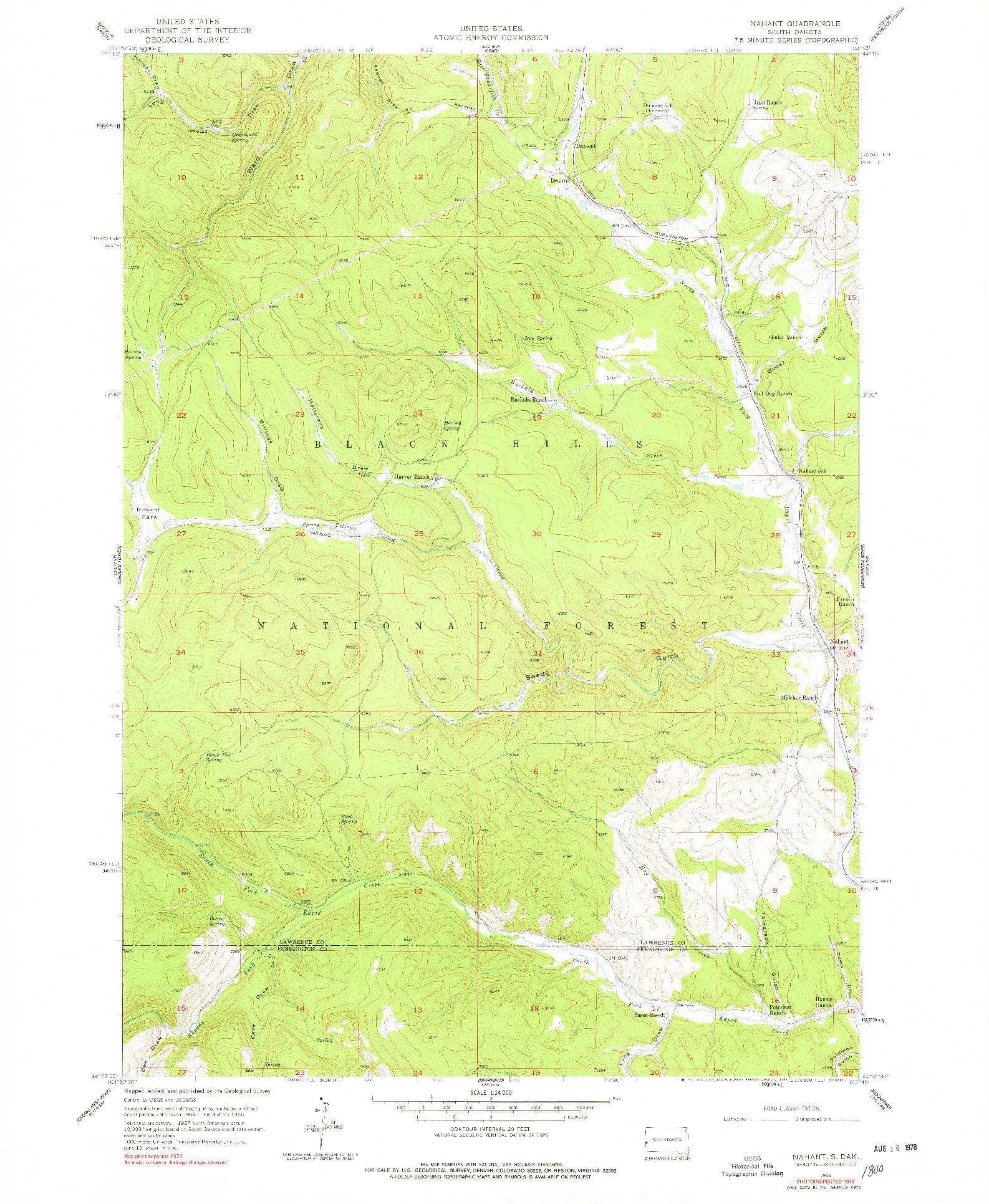 USGS 1:24000-SCALE QUADRANGLE FOR NAHANT, SD 1956