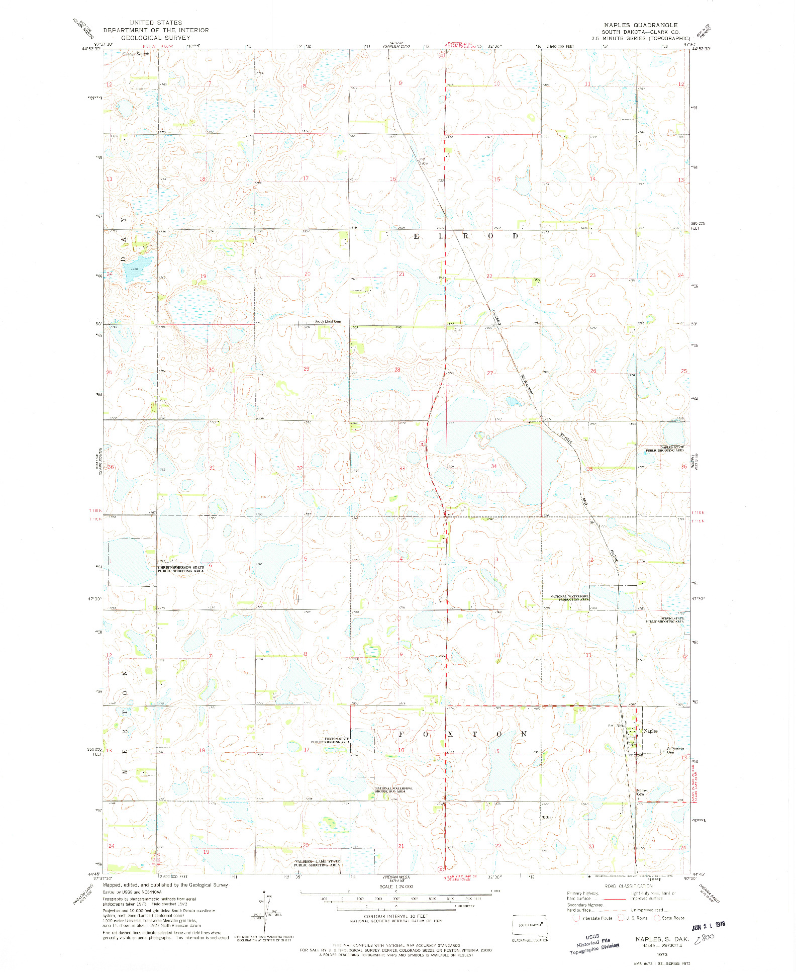 USGS 1:24000-SCALE QUADRANGLE FOR NAPLES, SD 1973