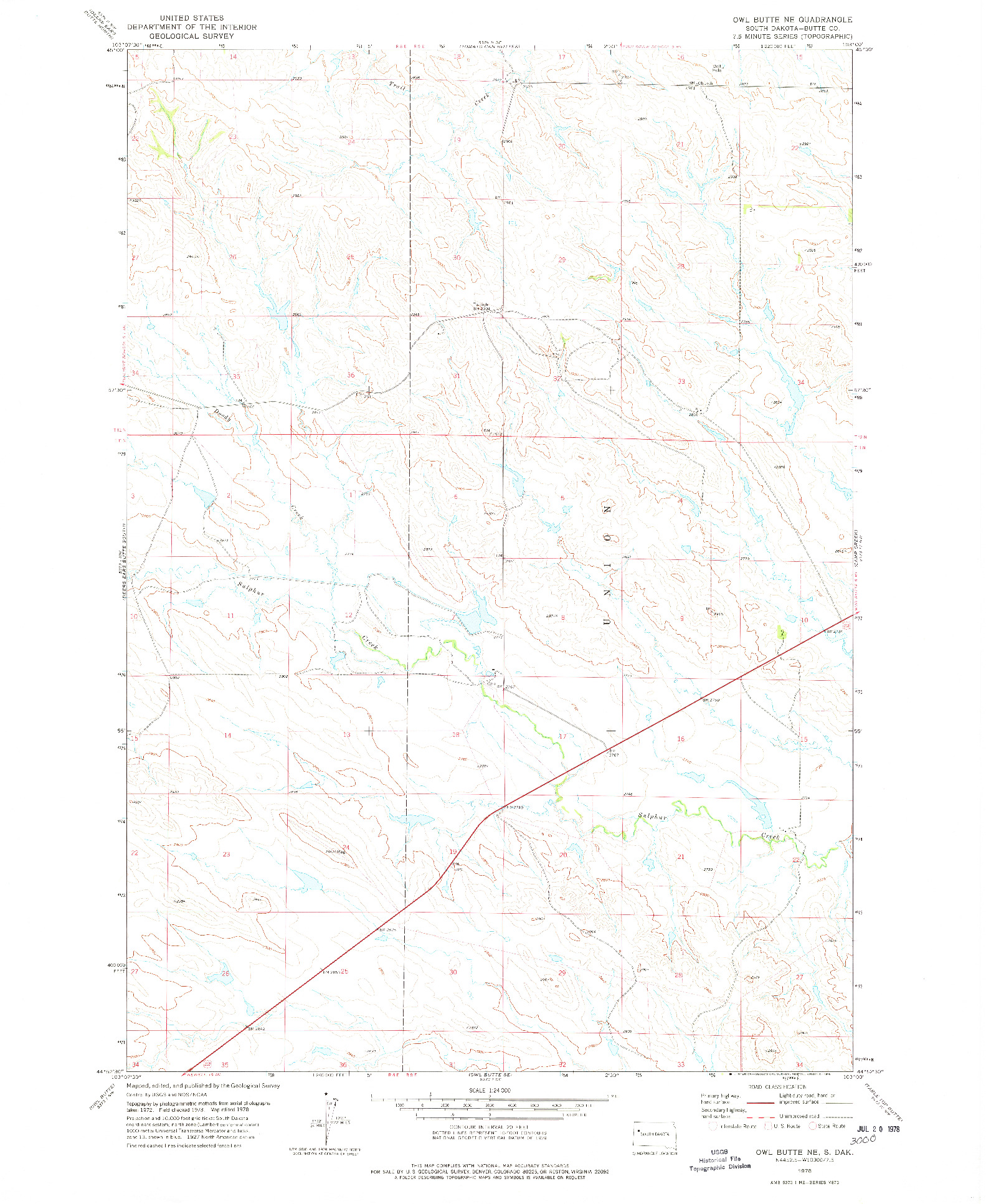 USGS 1:24000-SCALE QUADRANGLE FOR OWL BUTTE NE, SD 1978