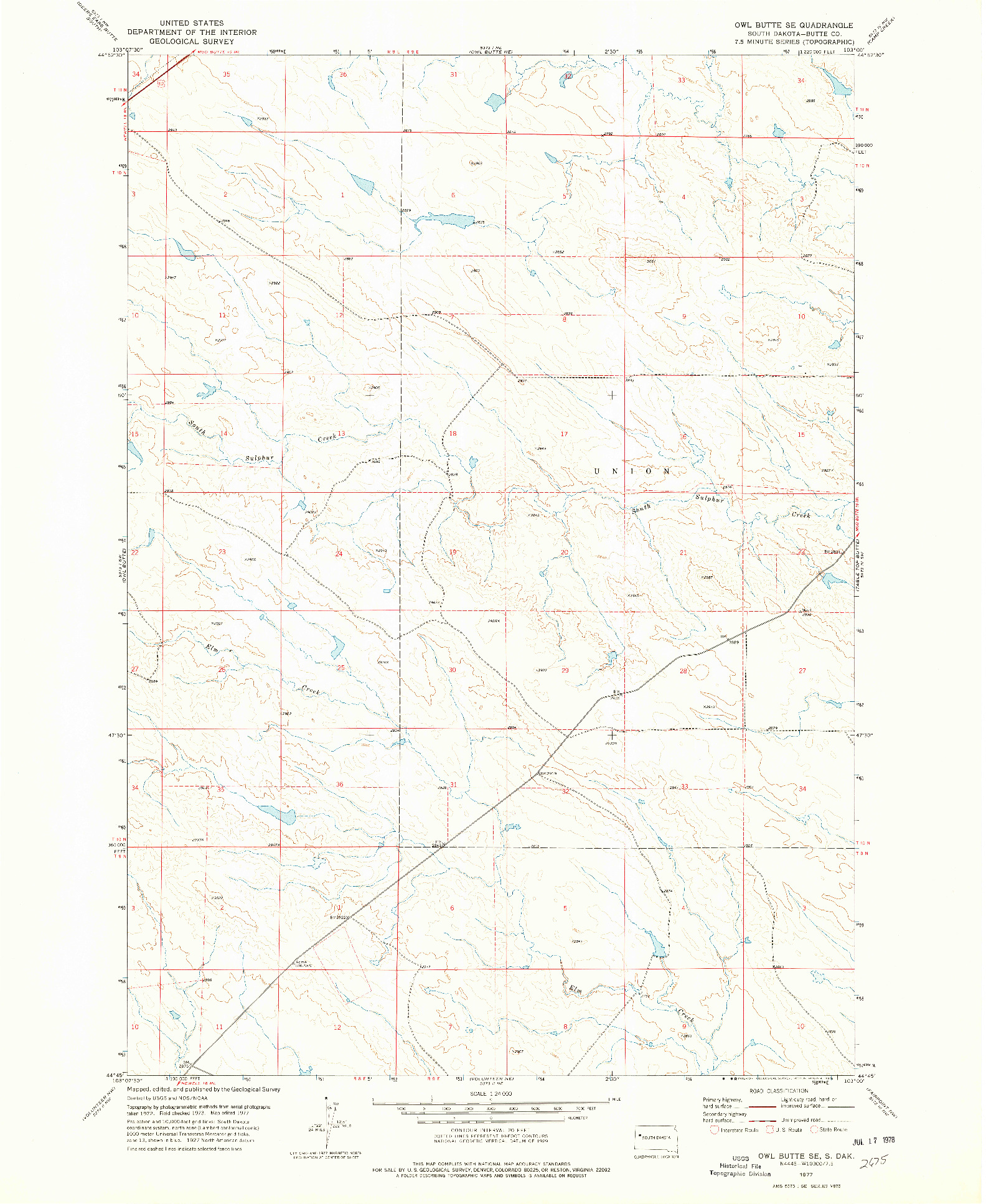 USGS 1:24000-SCALE QUADRANGLE FOR OWL BUTTE SE, SD 1977