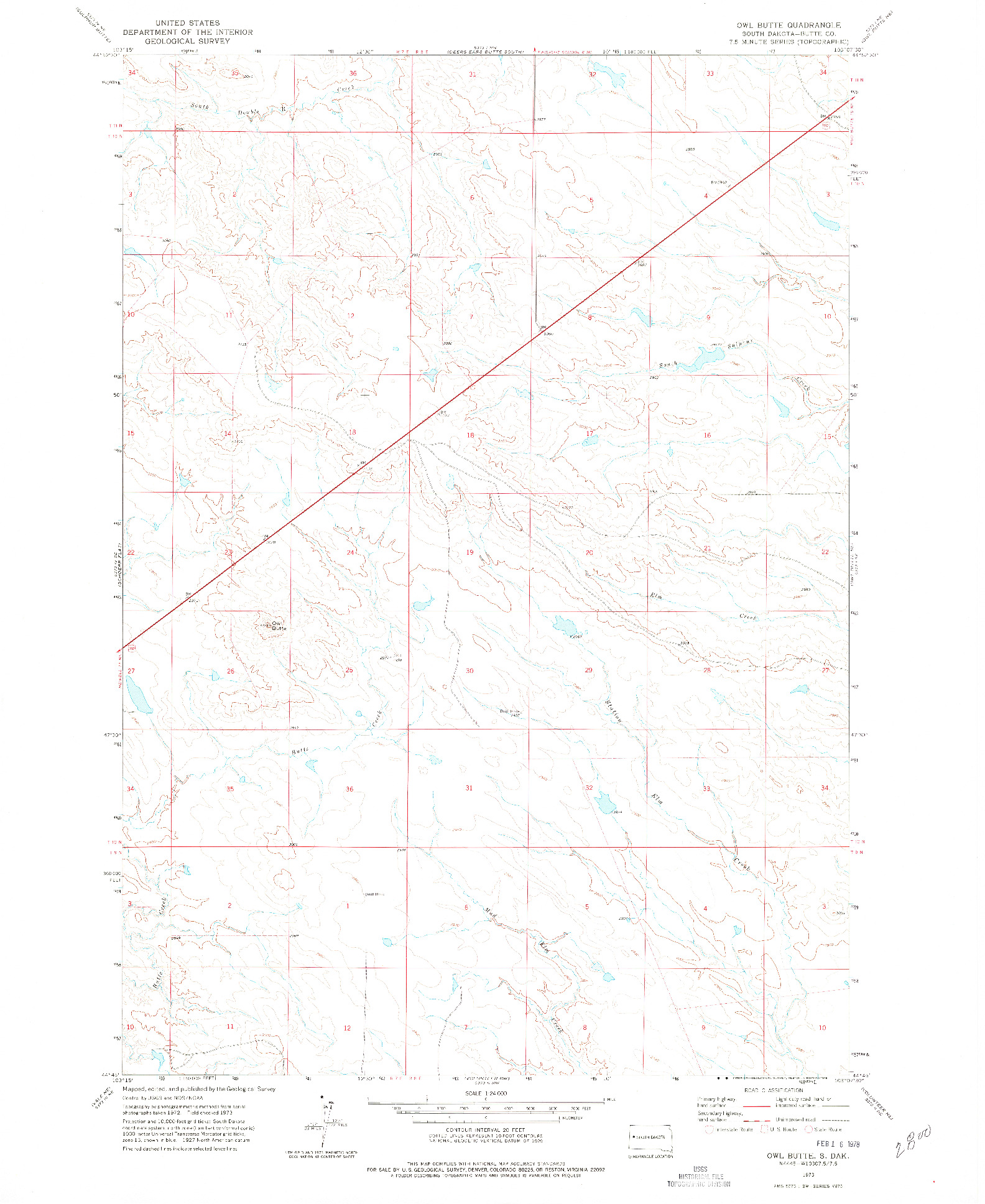 USGS 1:24000-SCALE QUADRANGLE FOR OWL BUTTE, SD 1973