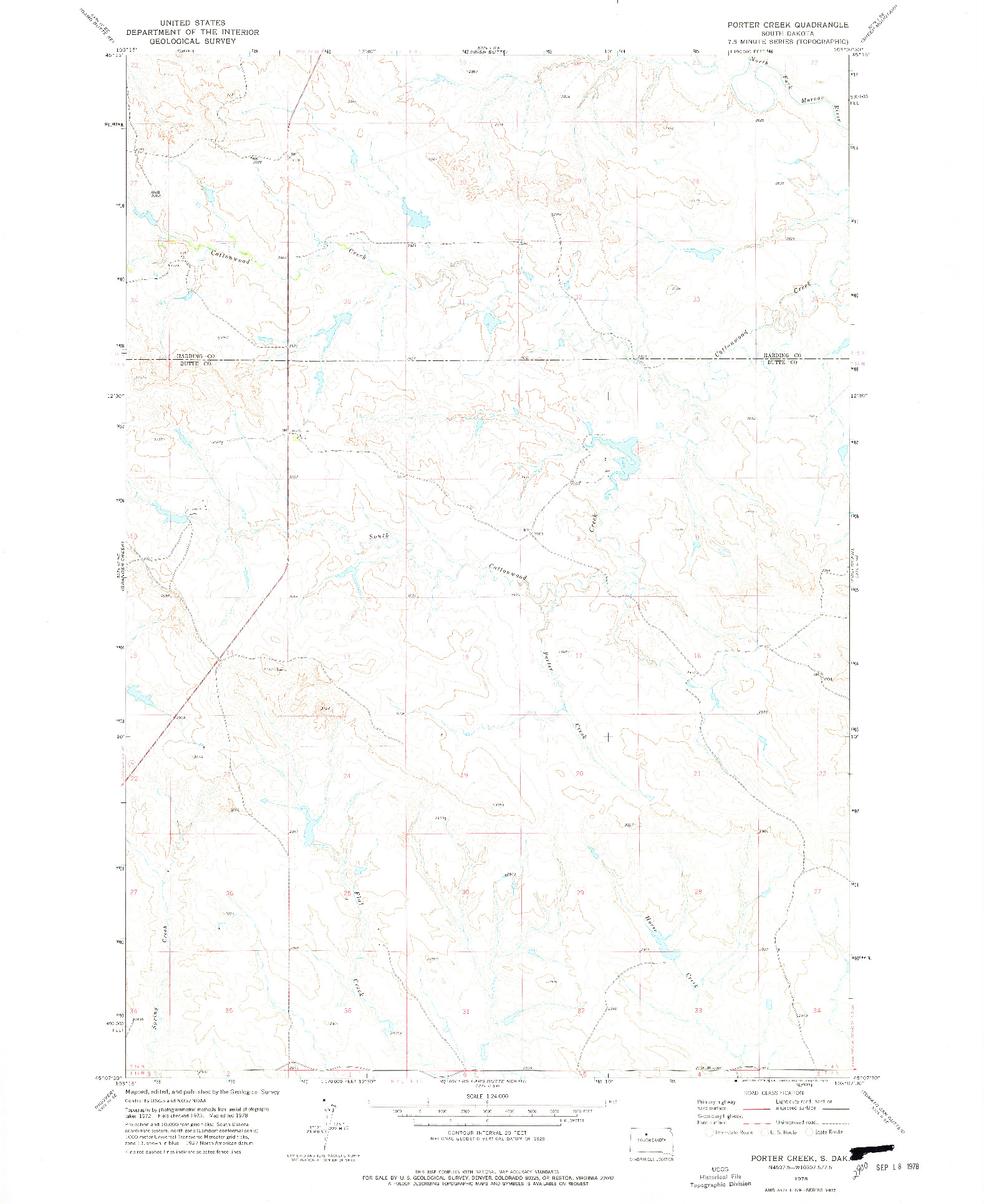 USGS 1:24000-SCALE QUADRANGLE FOR PORTER CREEK, SD 1978