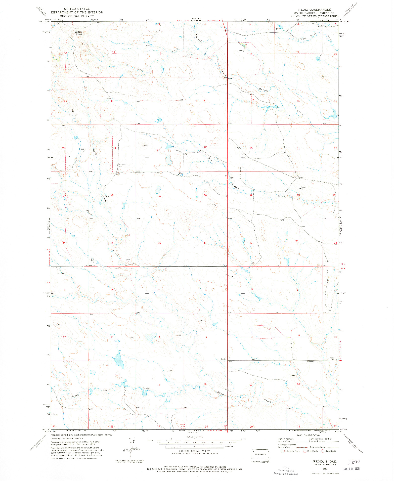USGS 1:24000-SCALE QUADRANGLE FOR REDIG, SD 1973