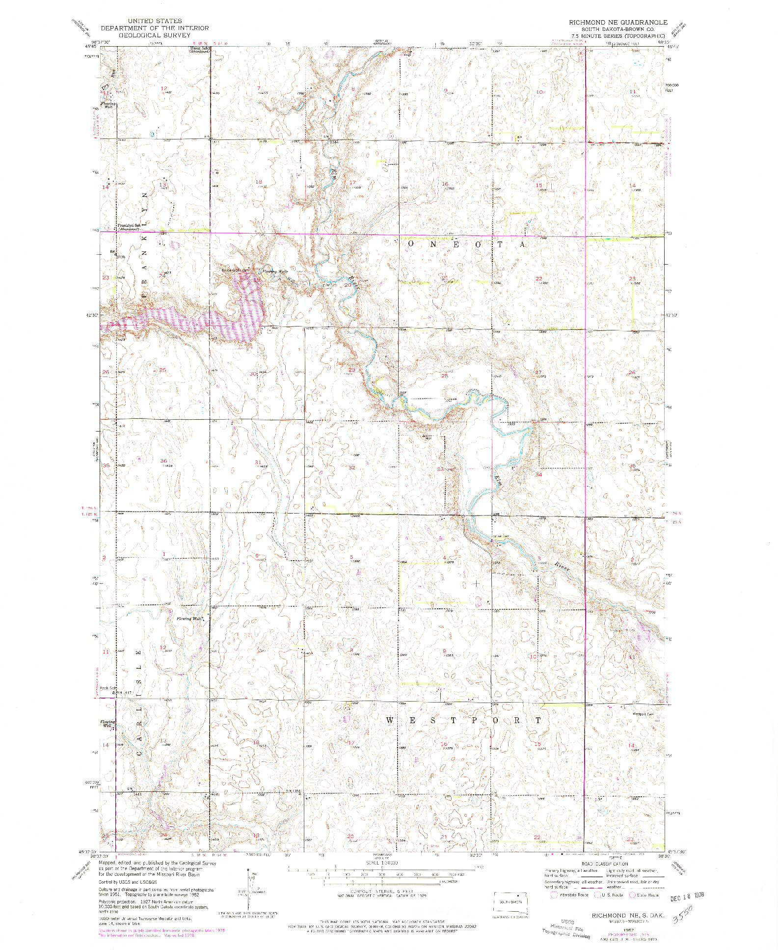 USGS 1:24000-SCALE QUADRANGLE FOR RICHMOND NE, SD 1952