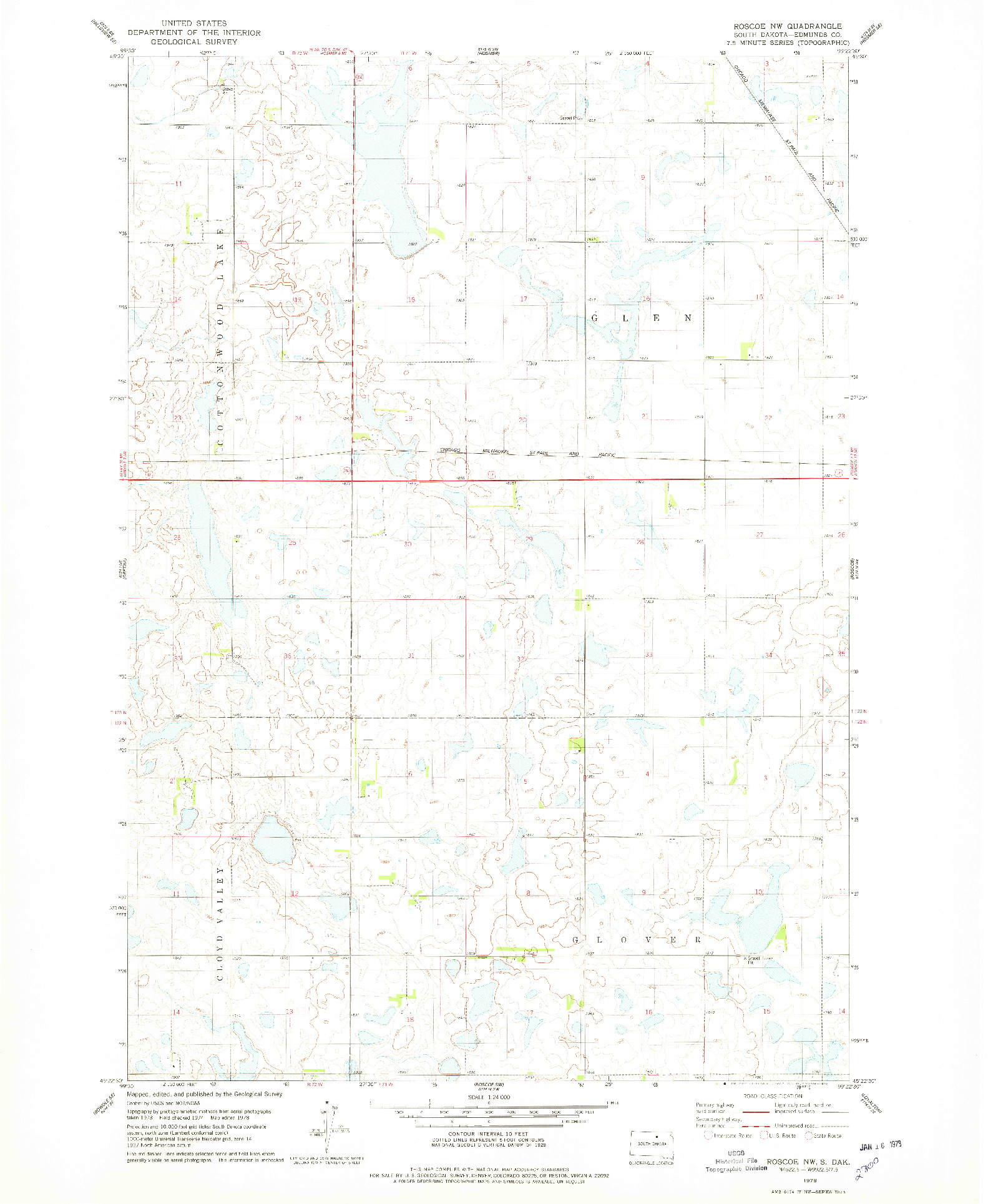 USGS 1:24000-SCALE QUADRANGLE FOR ROSCOE NW, SD 1978