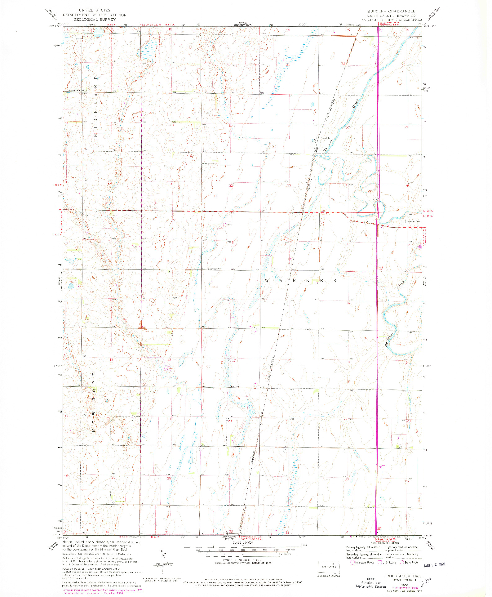 USGS 1:24000-SCALE QUADRANGLE FOR RUDOLPH, SD 1960