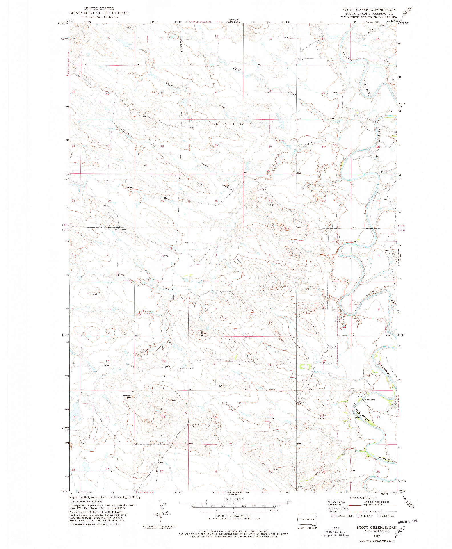 USGS 1:24000-SCALE QUADRANGLE FOR SCOTT CREEK, SD 1977