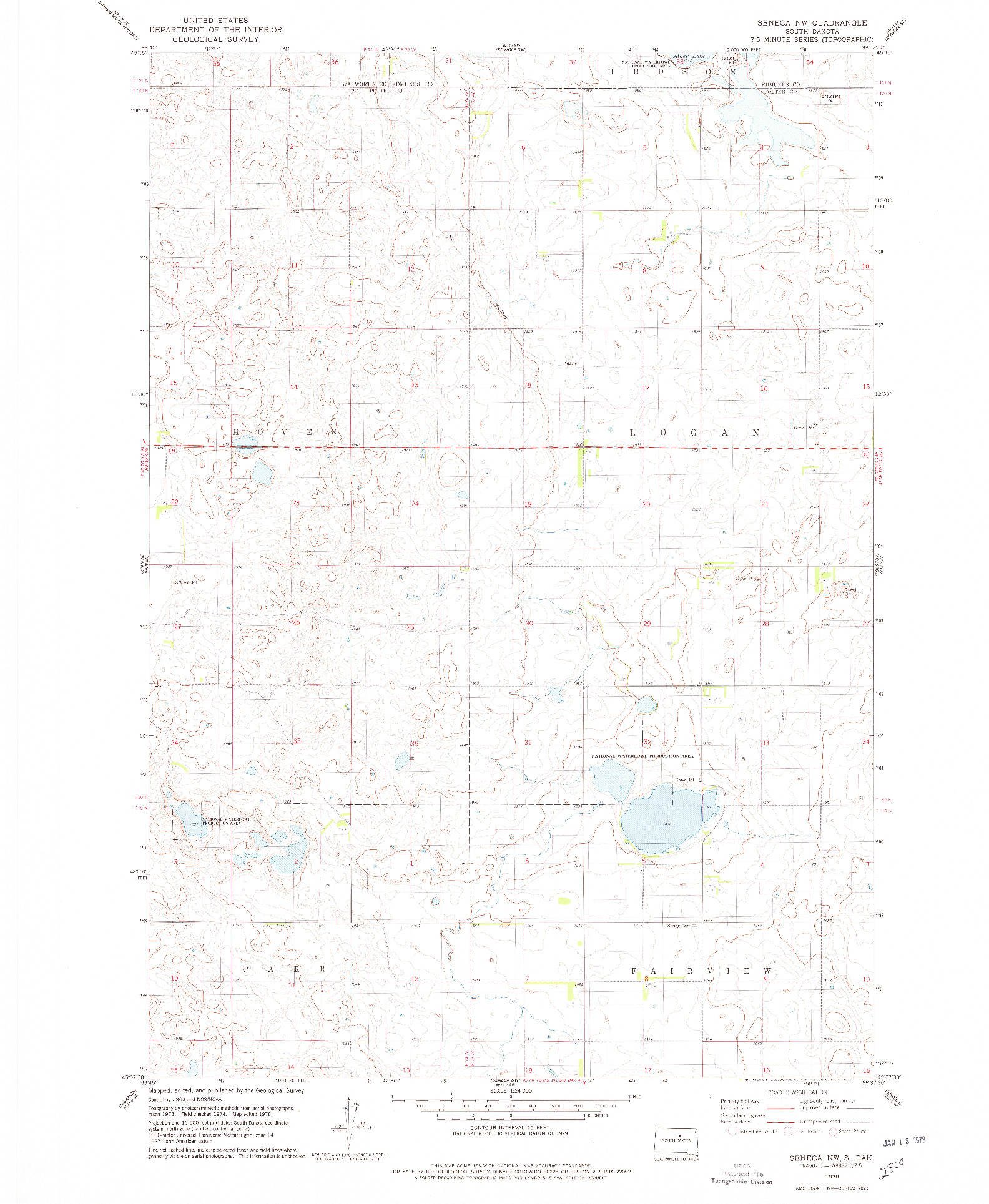 USGS 1:24000-SCALE QUADRANGLE FOR SENECA NW, SD 1978