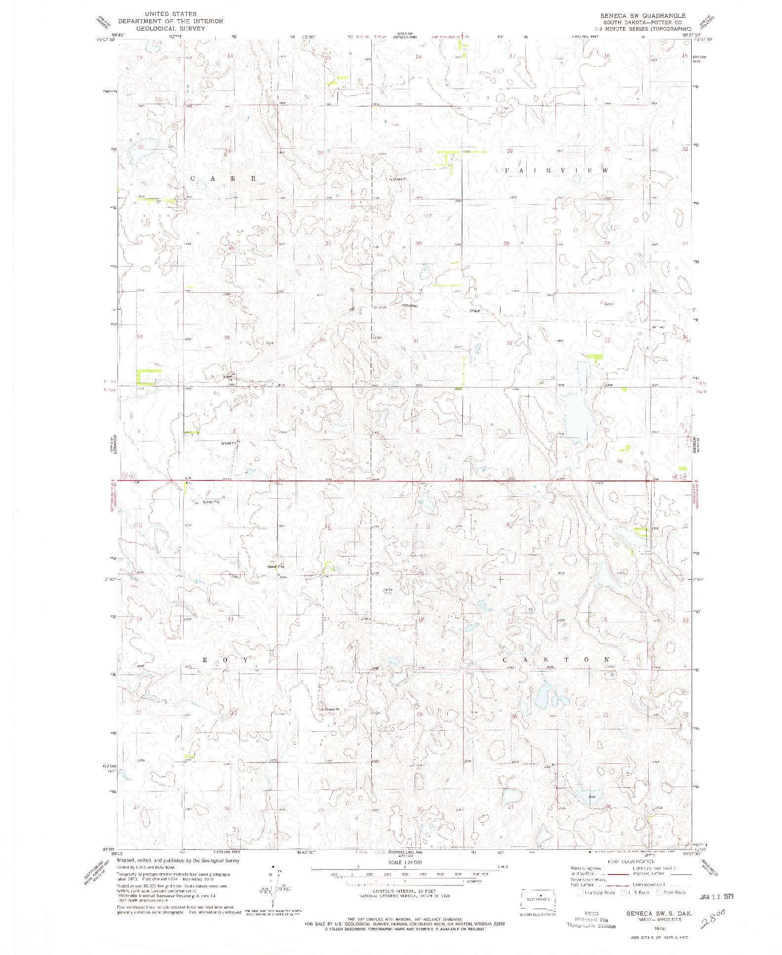 USGS 1:24000-SCALE QUADRANGLE FOR SENECA SW, SD 1978