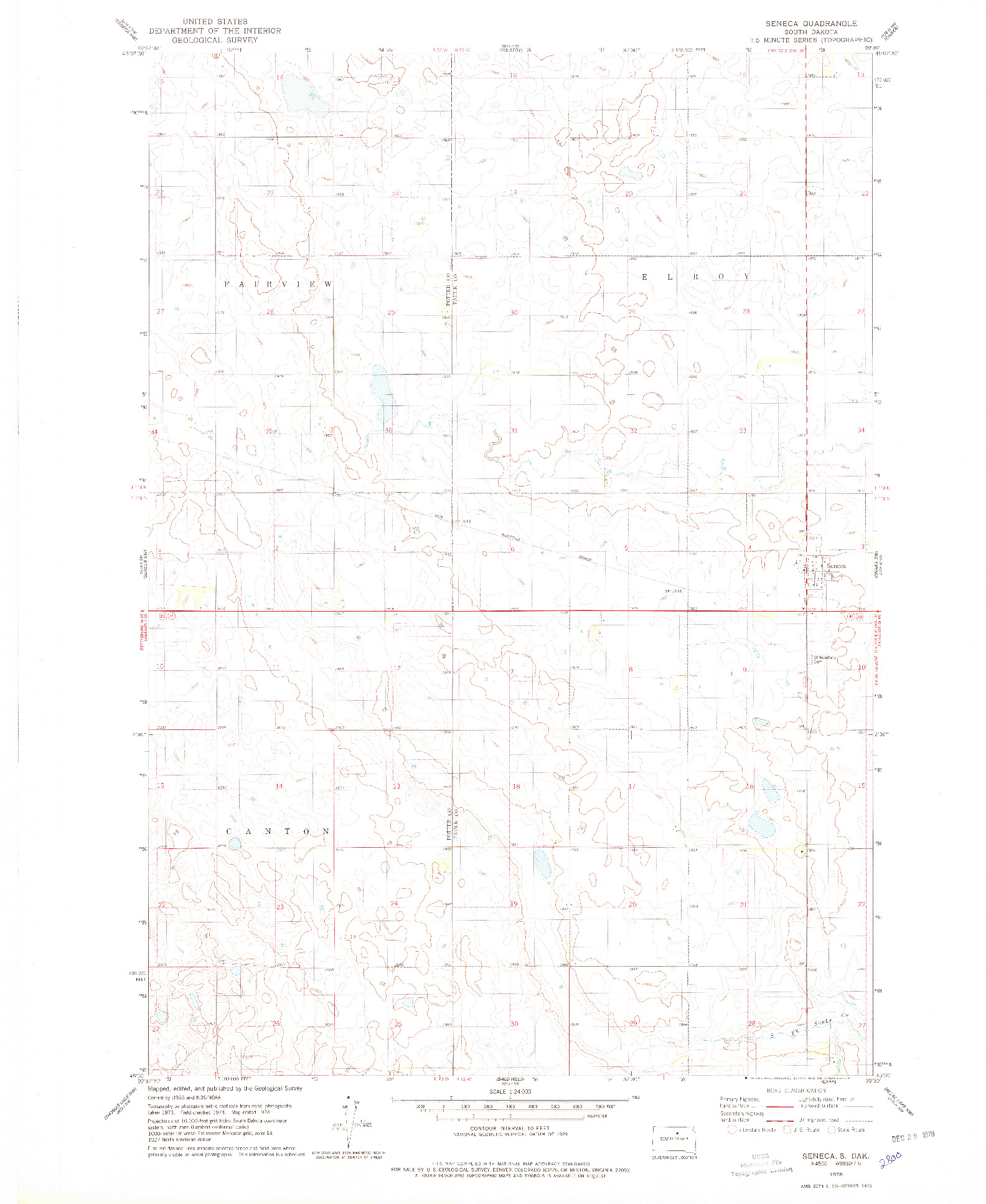 USGS 1:24000-SCALE QUADRANGLE FOR SENECA, SD 1978