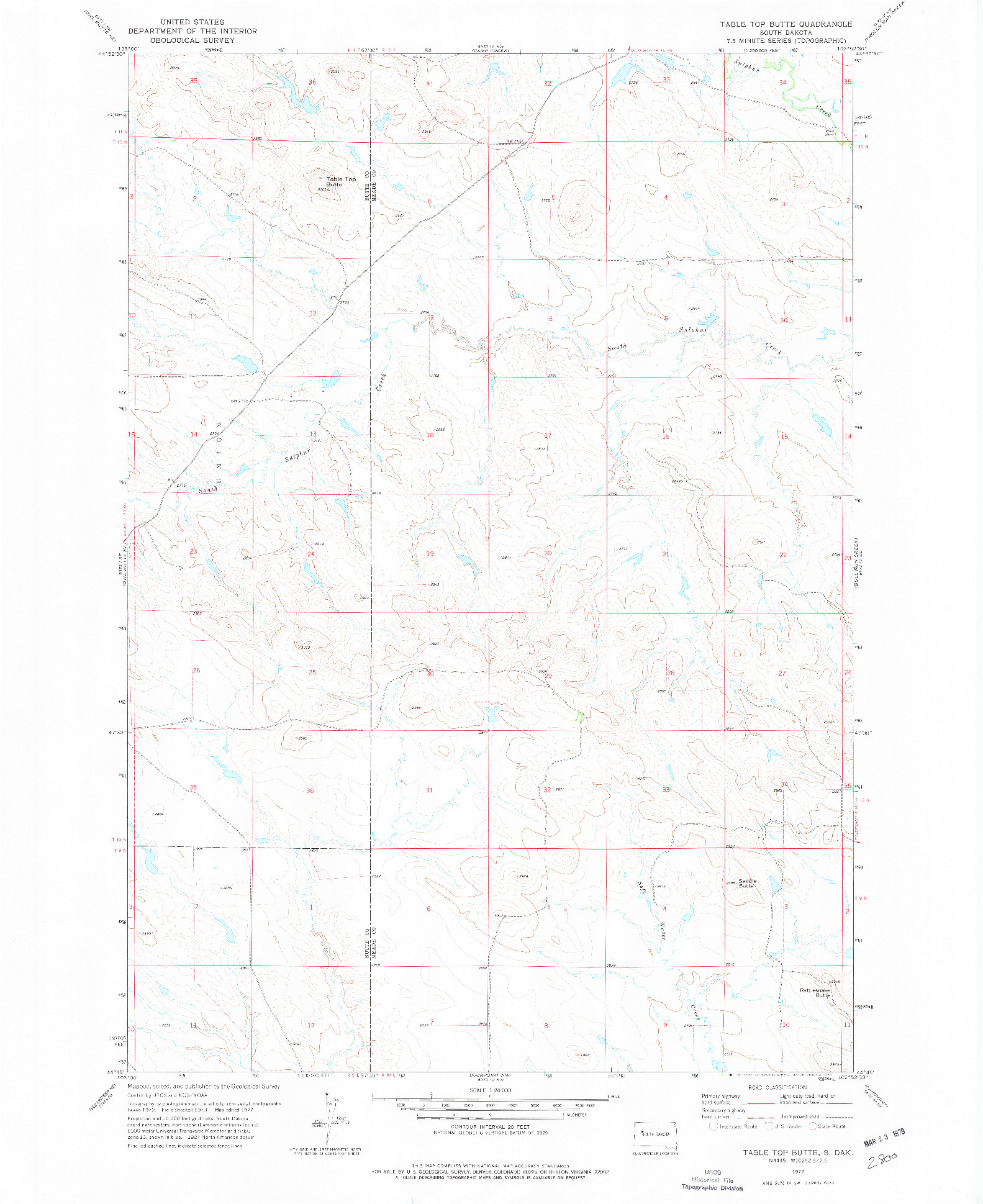 USGS 1:24000-SCALE QUADRANGLE FOR TABLE TOP BUTTE, SD 1977