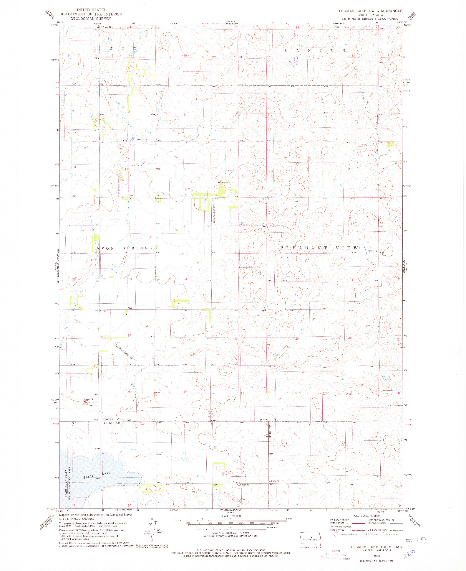 USGS 1:24000-SCALE QUADRANGLE FOR THOMAS LAKE NW, SD 1978