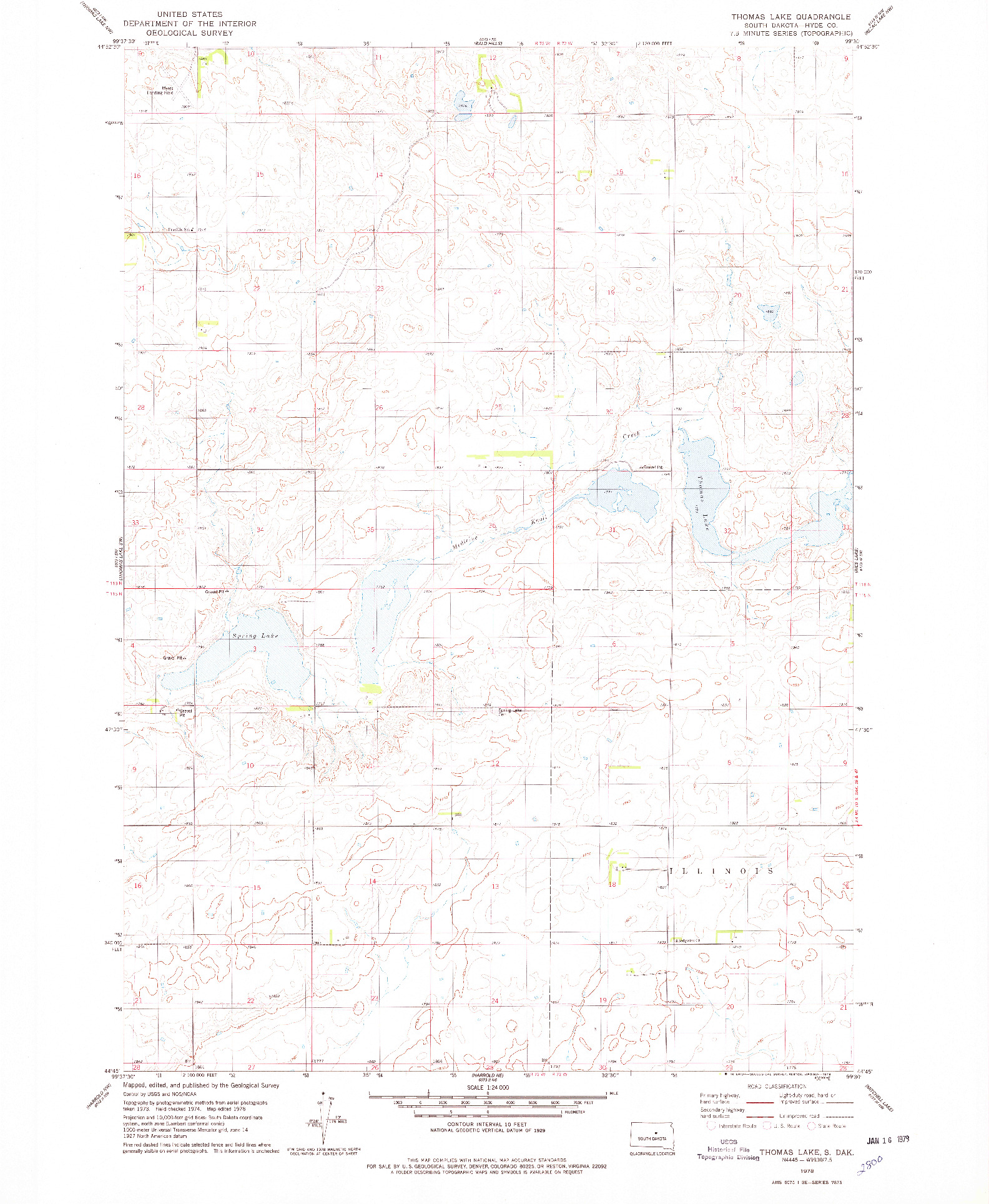 USGS 1:24000-SCALE QUADRANGLE FOR THOMAS LAKE, SD 1978