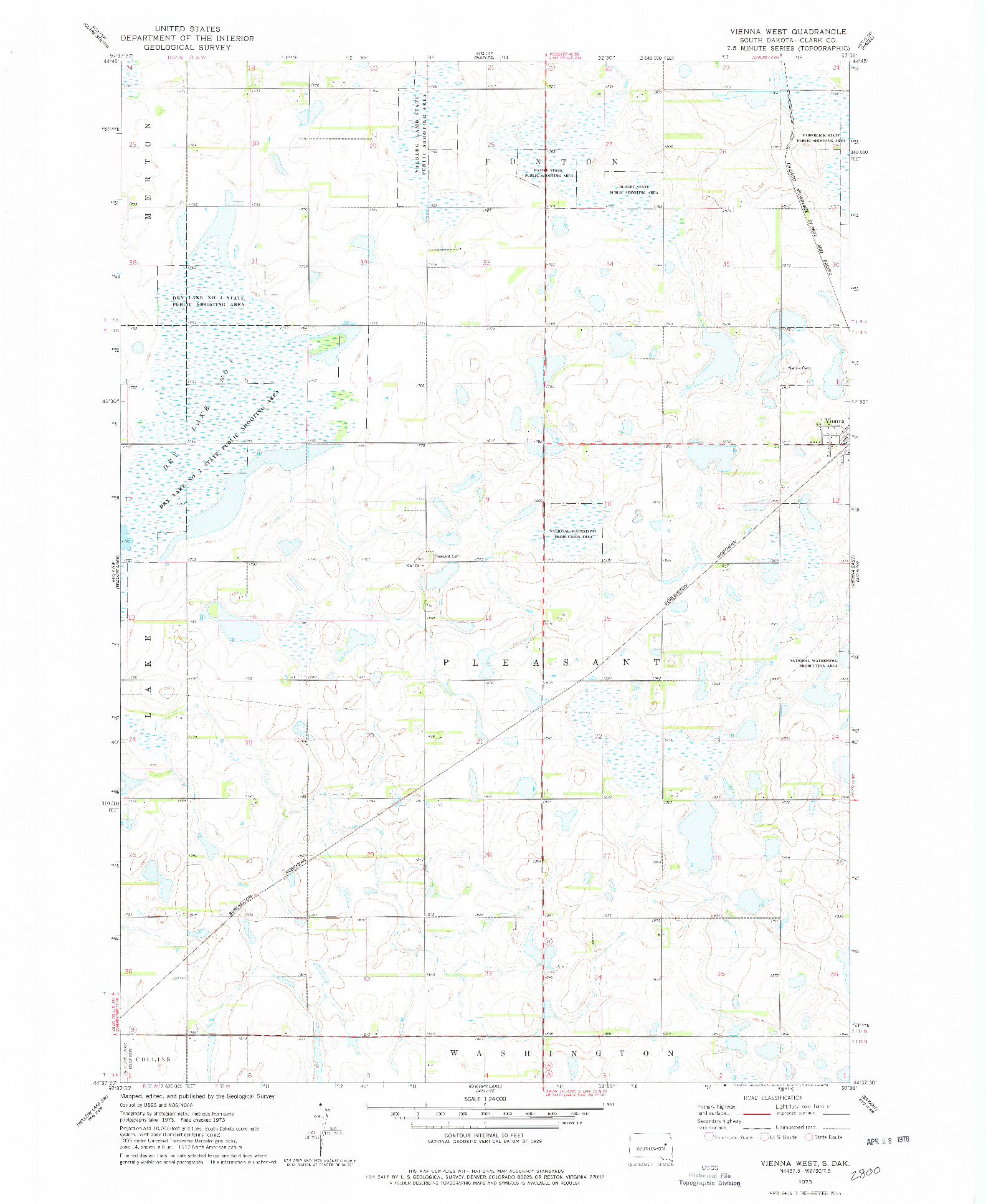 USGS 1:24000-SCALE QUADRANGLE FOR VIENNA WEST, SD 1973