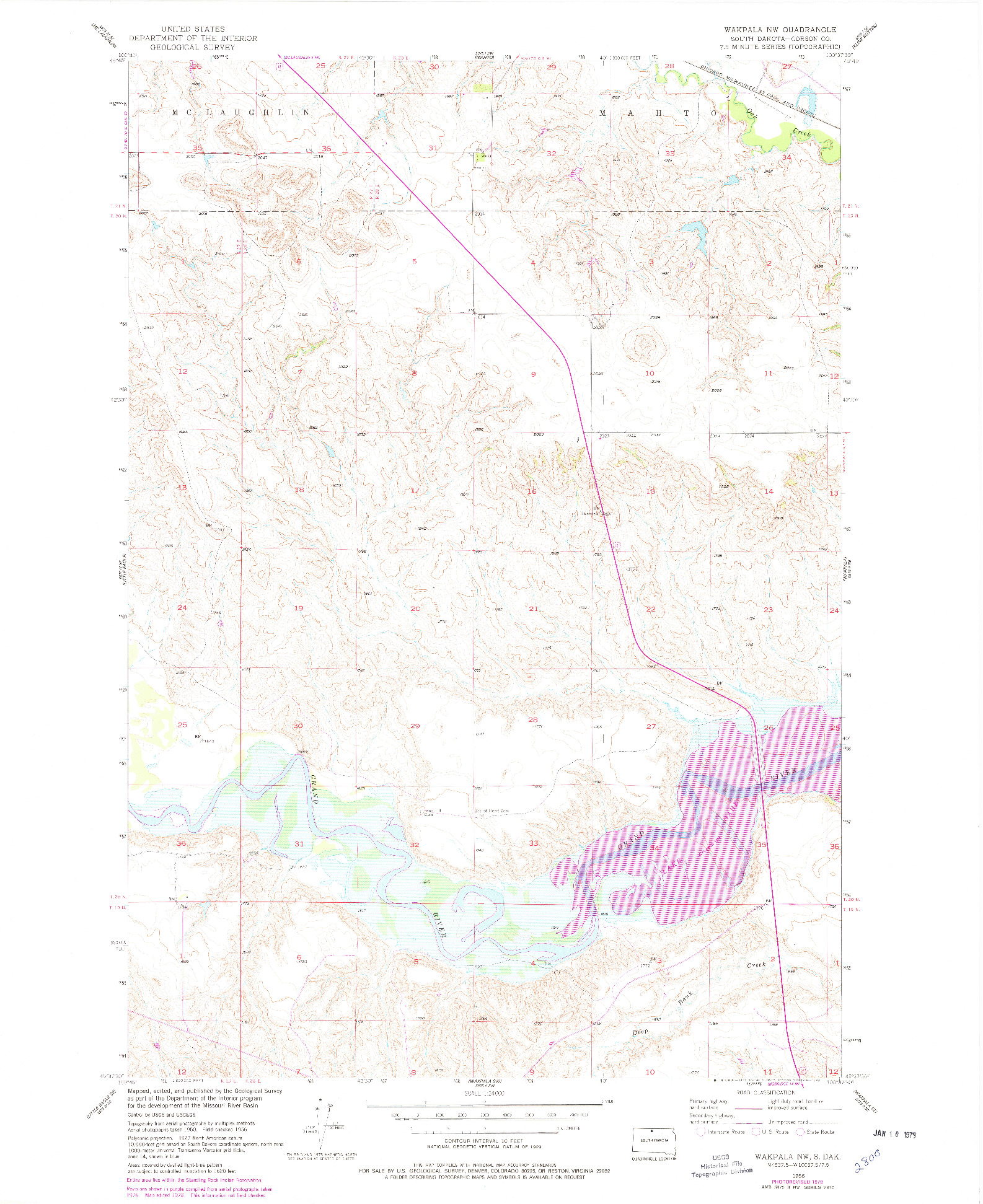 USGS 1:24000-SCALE QUADRANGLE FOR WAKPALA NW, SD 1956