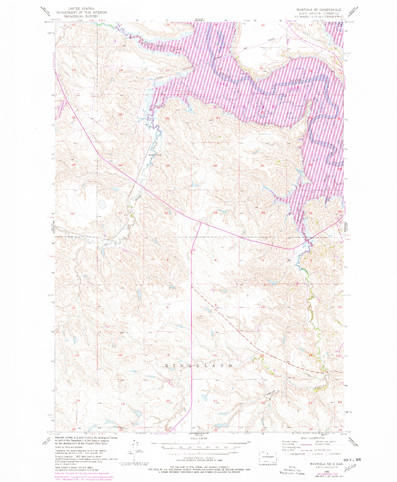 USGS 1:24000-SCALE QUADRANGLE FOR WAKPALA SE, SD 1956