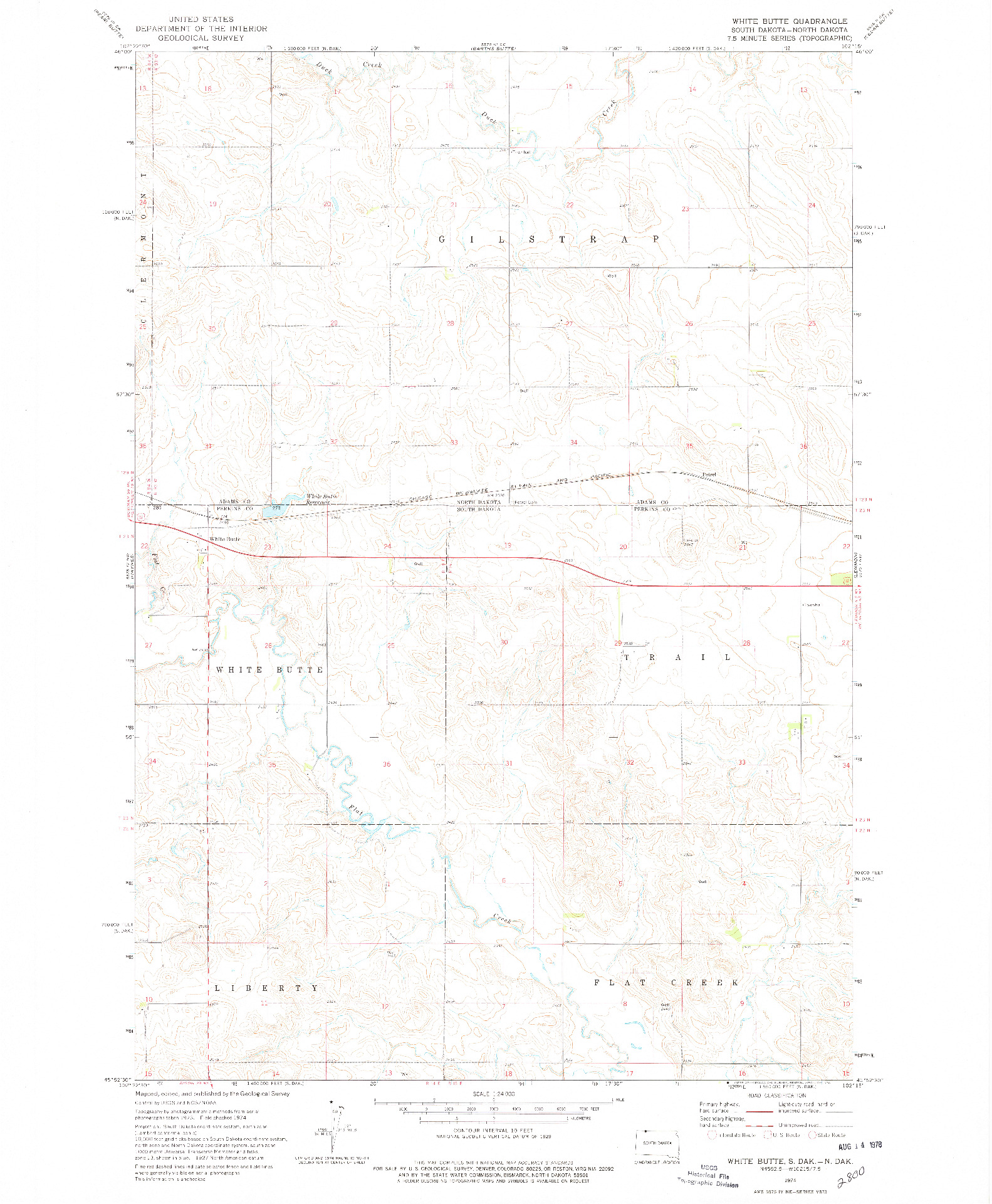 USGS 1:24000-SCALE QUADRANGLE FOR WHITE BUTTE, SD 1974