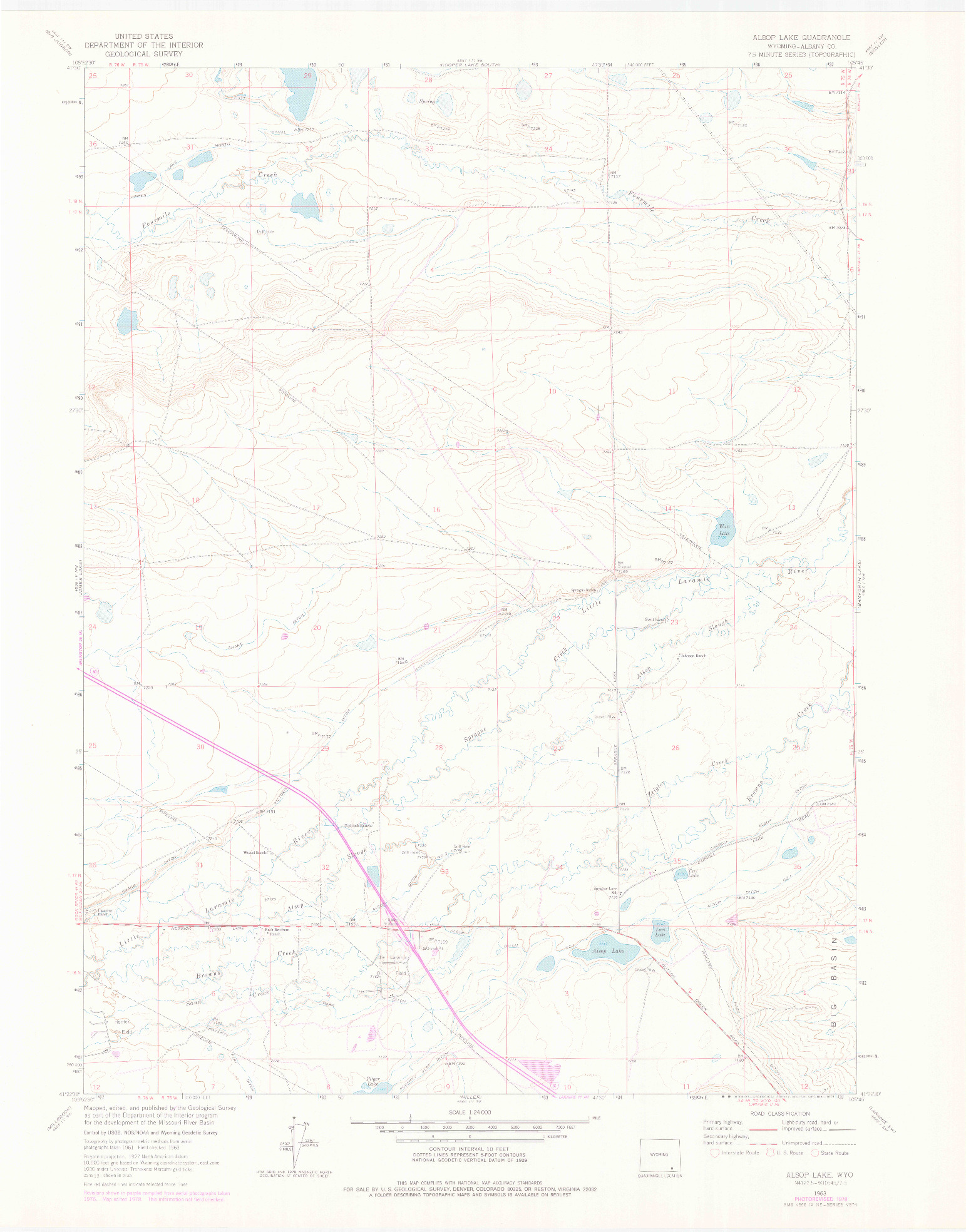 USGS 1:24000-SCALE QUADRANGLE FOR ALSOP LAKE, WY 1963