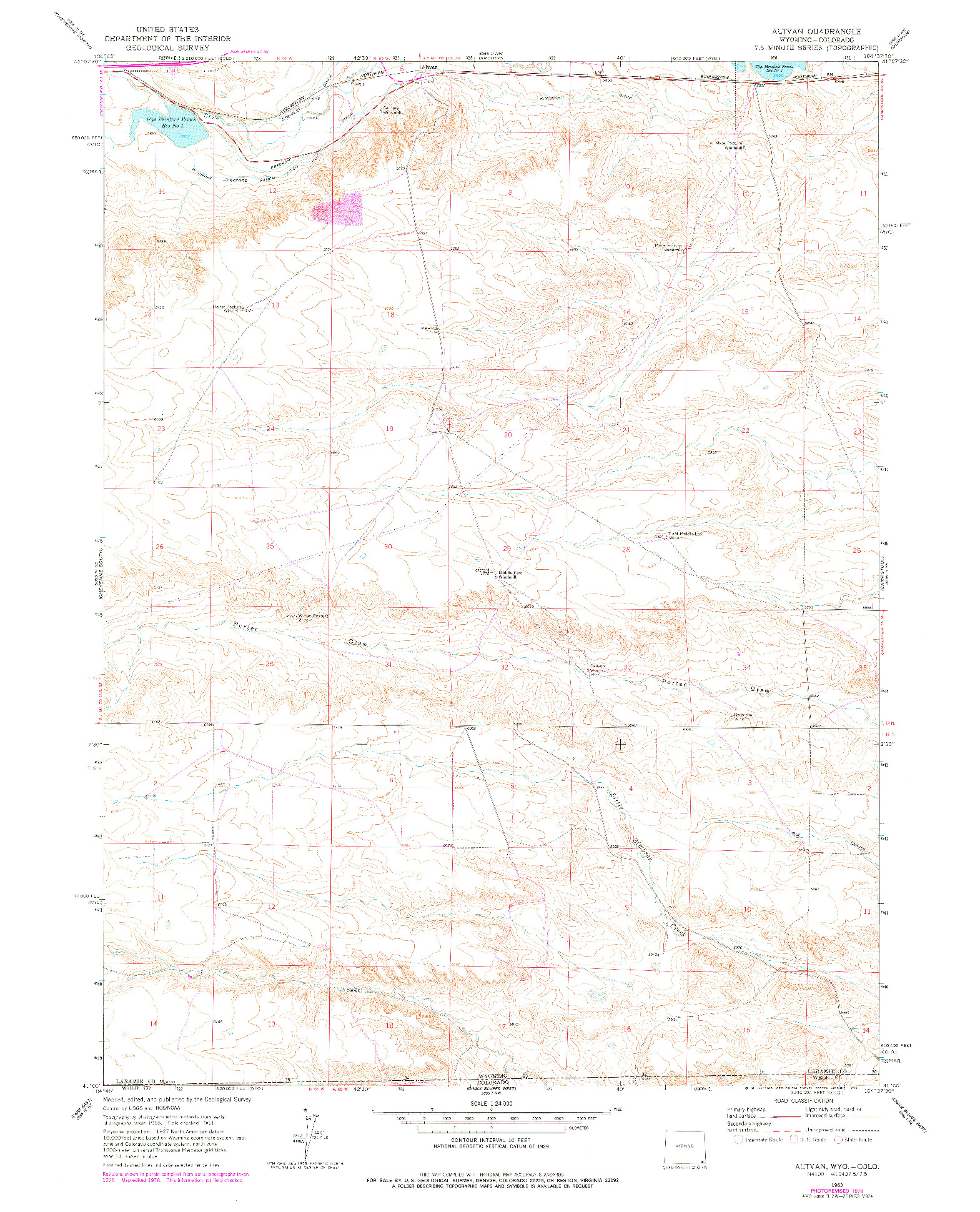 USGS 1:24000-SCALE QUADRANGLE FOR ALTVAN, WY 1963