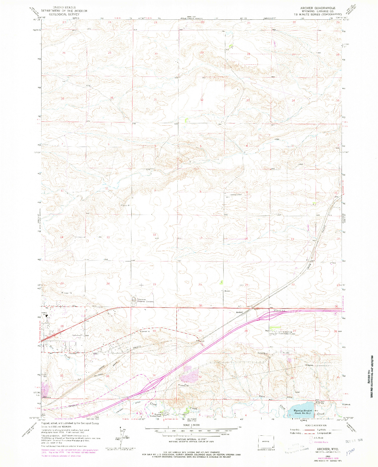 USGS 1:24000-SCALE QUADRANGLE FOR ARCHER, WY 1963