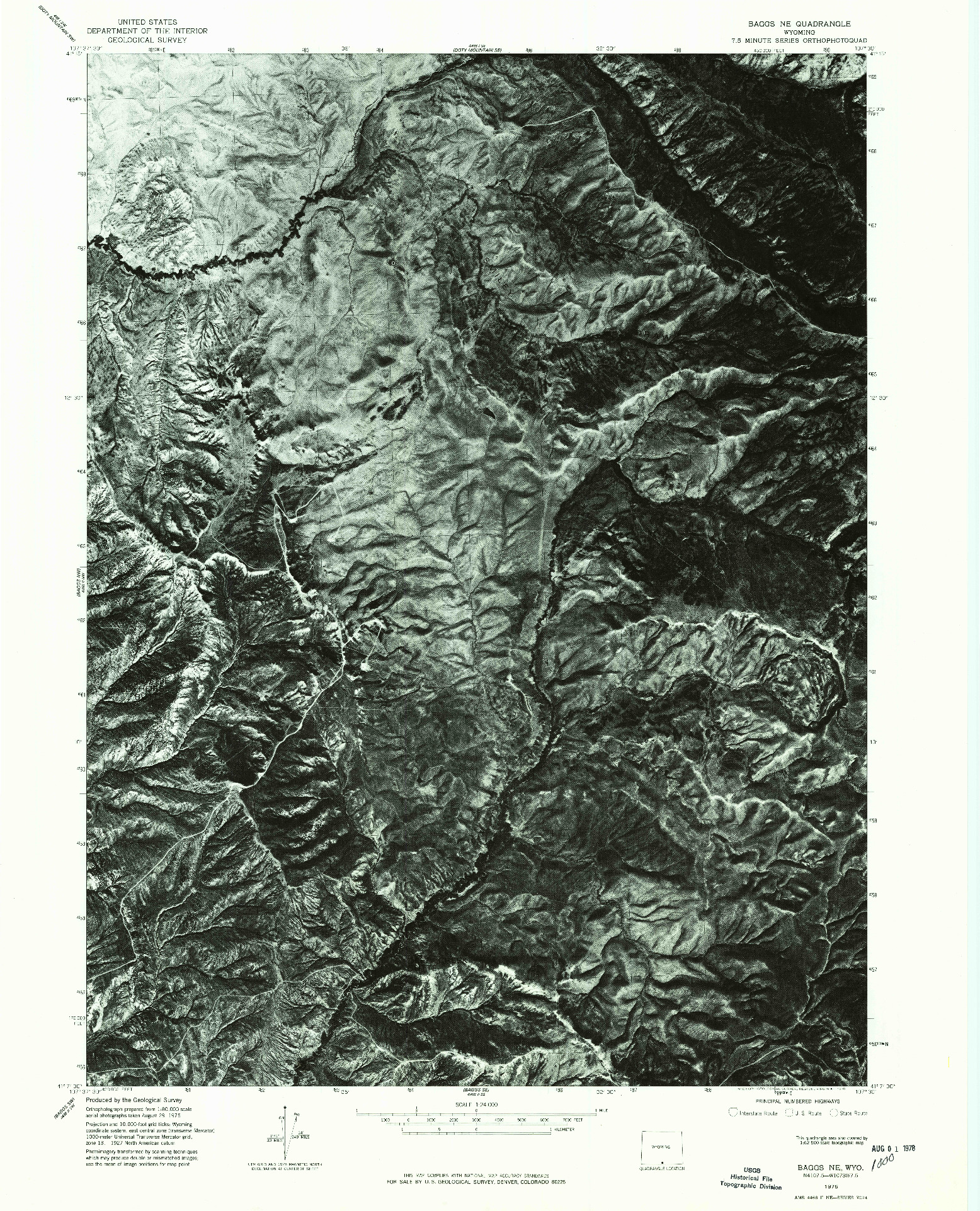 USGS 1:24000-SCALE QUADRANGLE FOR BAGGS NE, WY 1975
