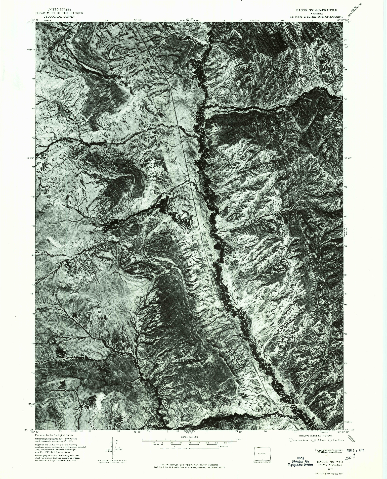 USGS 1:24000-SCALE QUADRANGLE FOR BAGGS NW, WY 1975