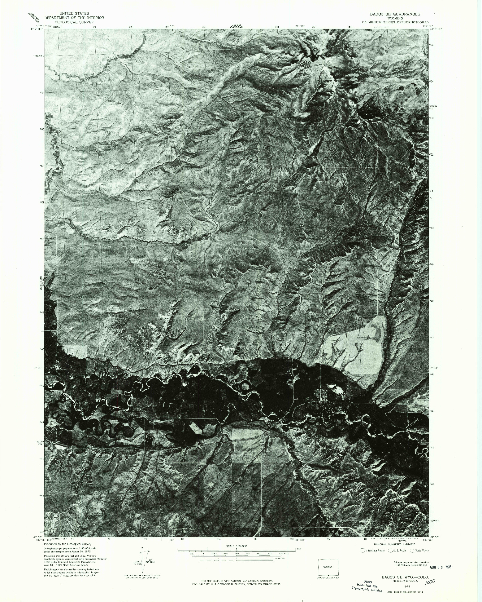 USGS 1:24000-SCALE QUADRANGLE FOR BAGGS SE, WY 1975