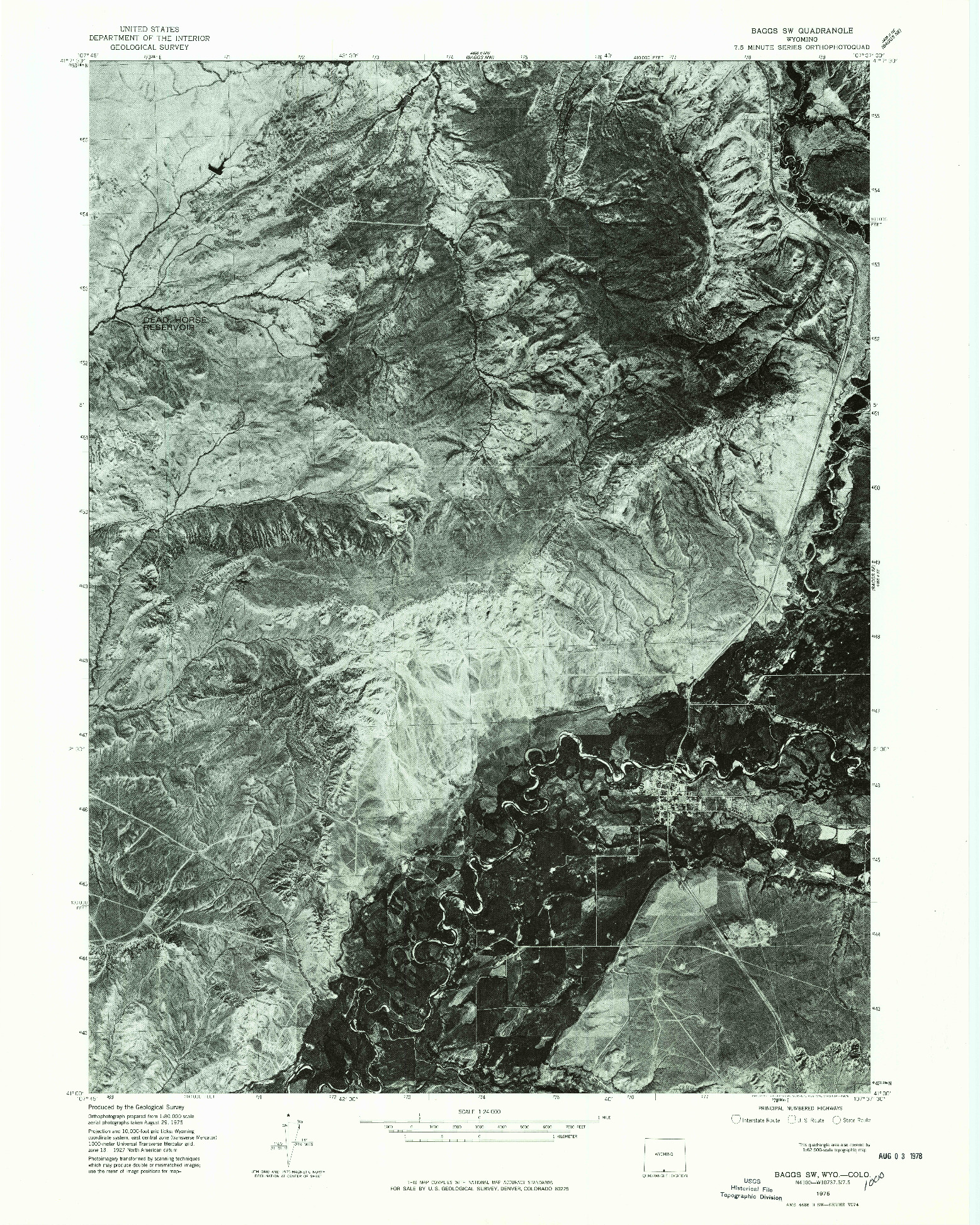 USGS 1:24000-SCALE QUADRANGLE FOR BAGGS SW, WY 1975