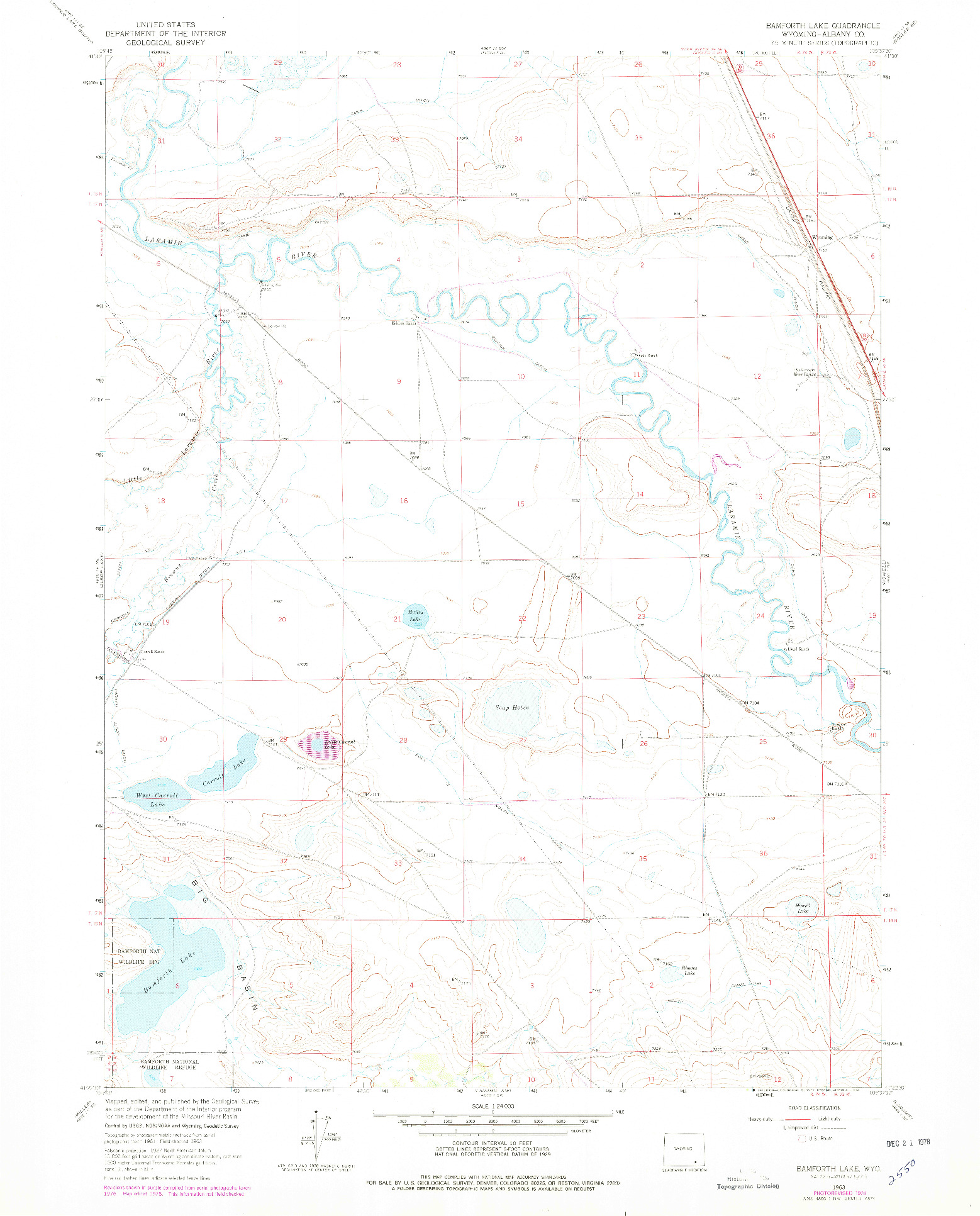 USGS 1:24000-SCALE QUADRANGLE FOR BAMFORTH LAKE, WY 1963