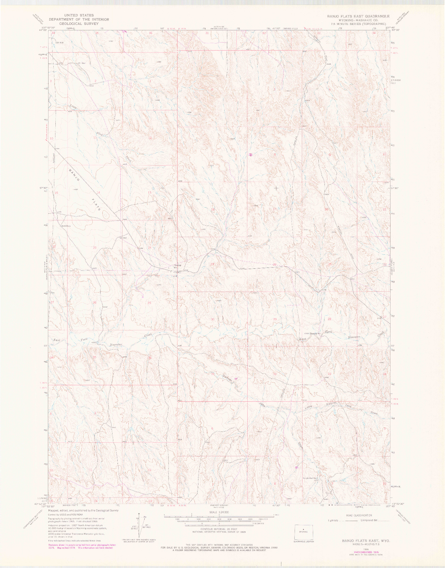 USGS 1:24000-SCALE QUADRANGLE FOR BANJO FLATS EAST, WY 1966