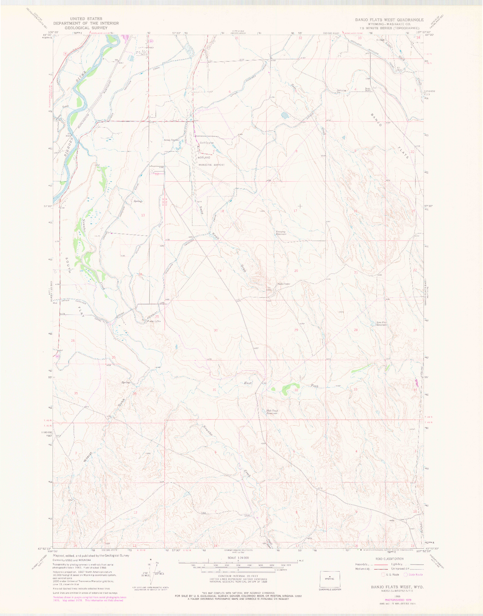 USGS 1:24000-SCALE QUADRANGLE FOR BANJO FLATS WEST, WY 1966