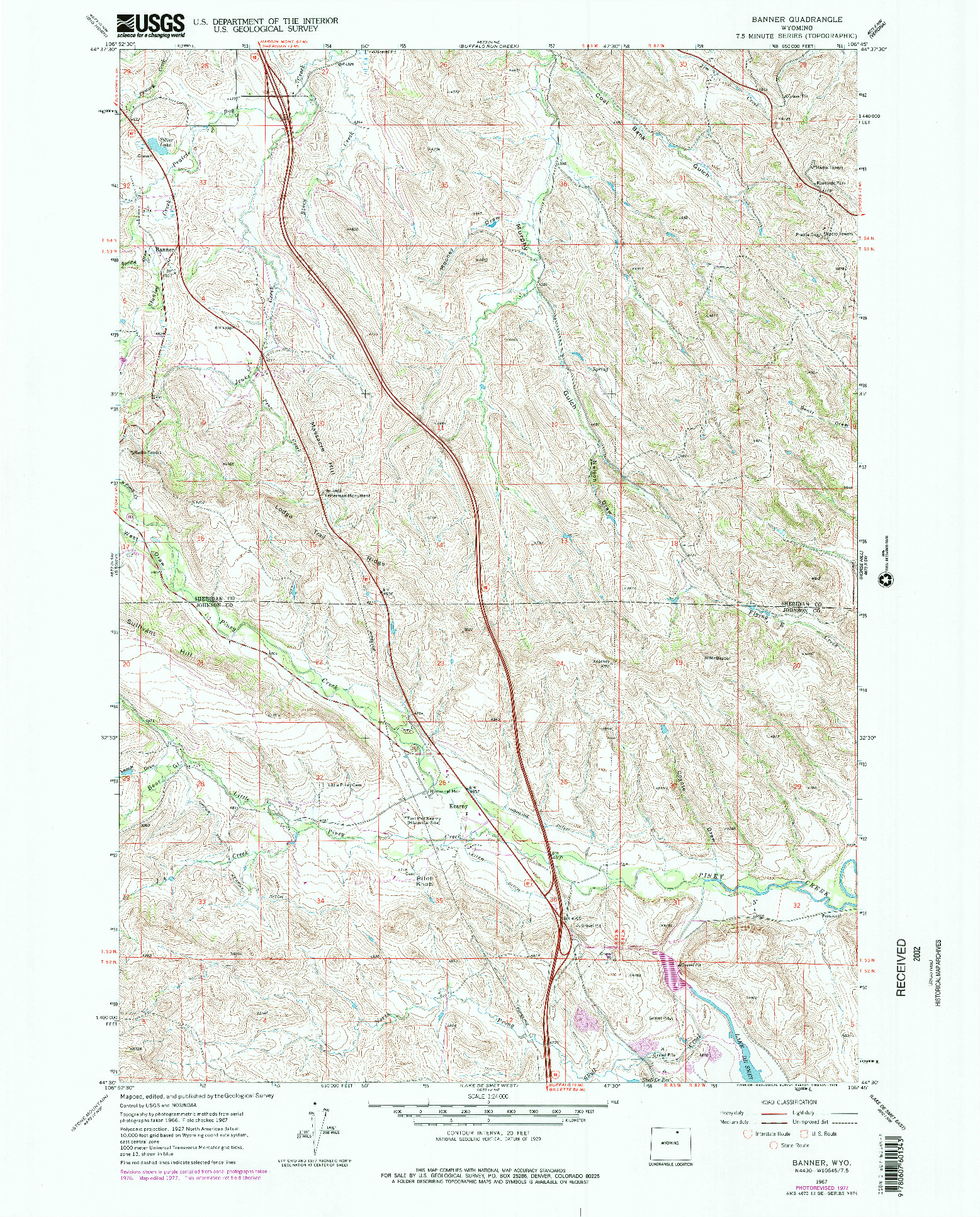 USGS 1:24000-SCALE QUADRANGLE FOR BANNER, WY 1967