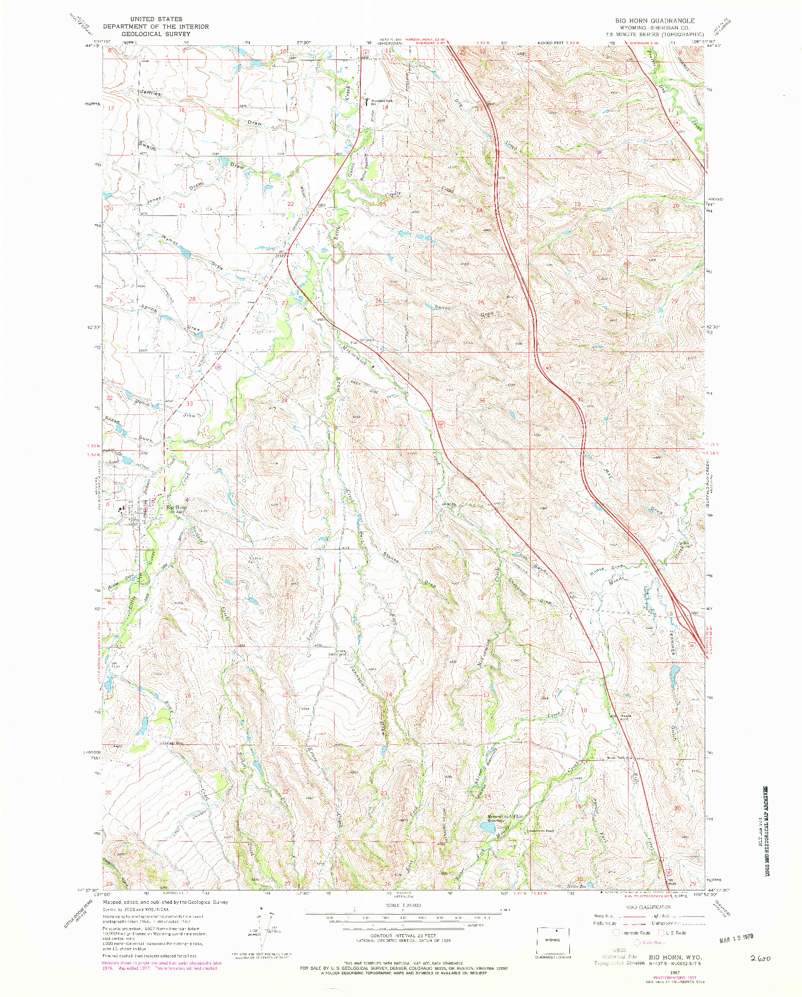 USGS 1:24000-SCALE QUADRANGLE FOR BIG HORN, WY 1967