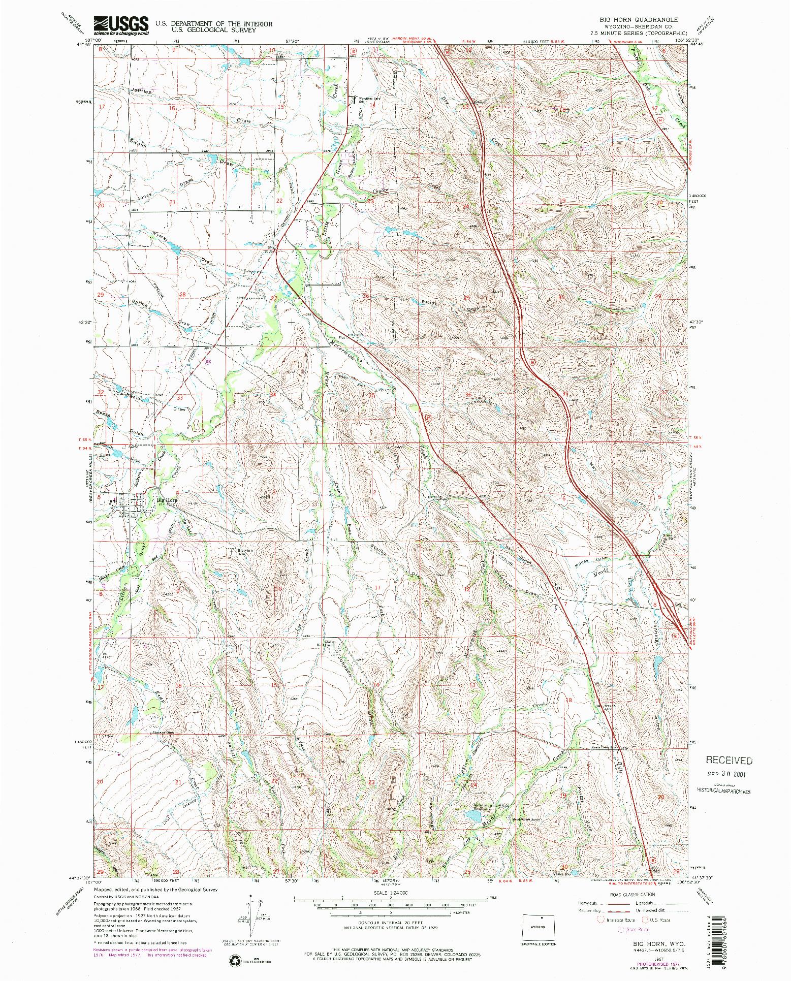 USGS 1:24000-SCALE QUADRANGLE FOR BIG HORN, WY 1967