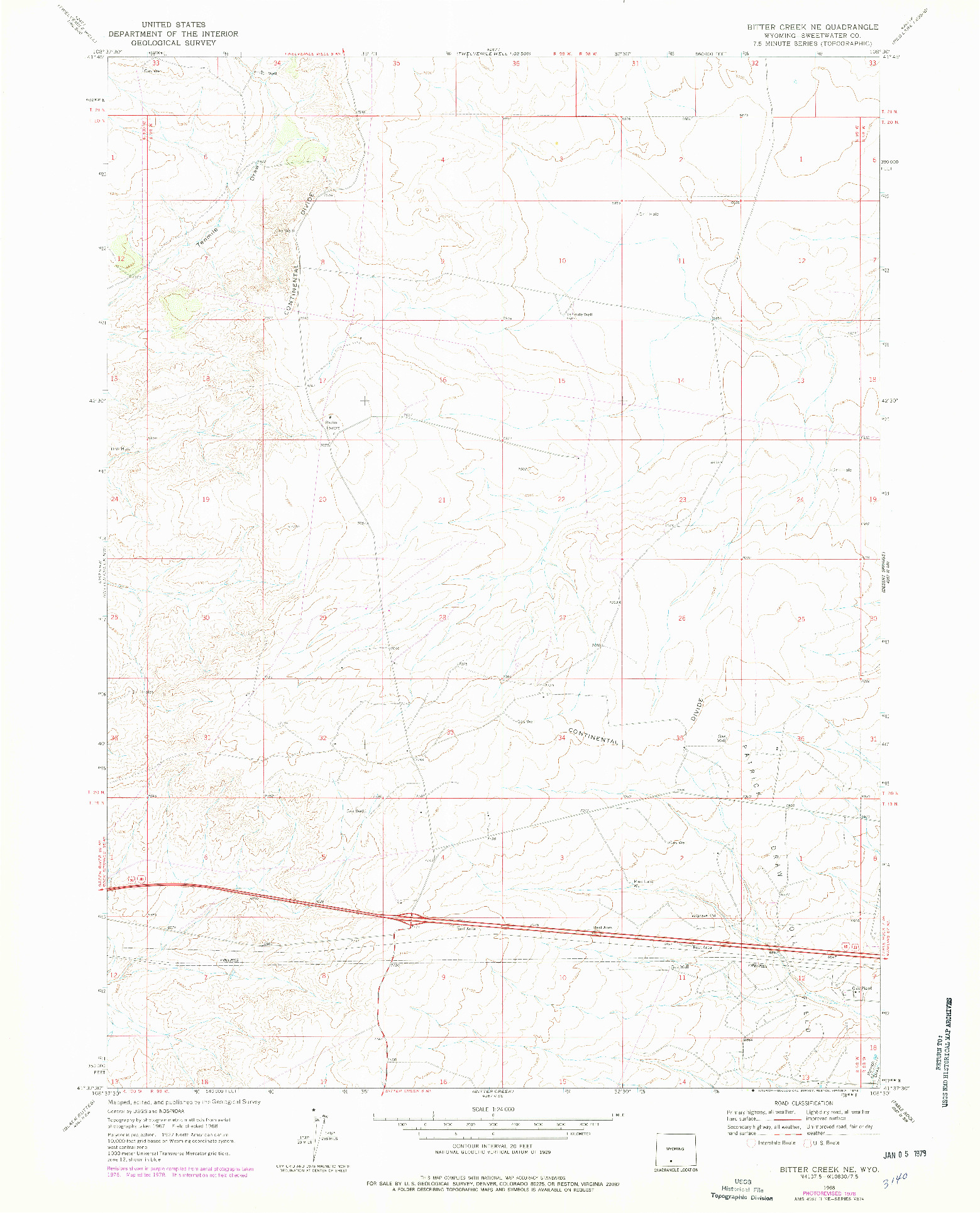 USGS 1:24000-SCALE QUADRANGLE FOR BITTER CREEK NE, WY 1968