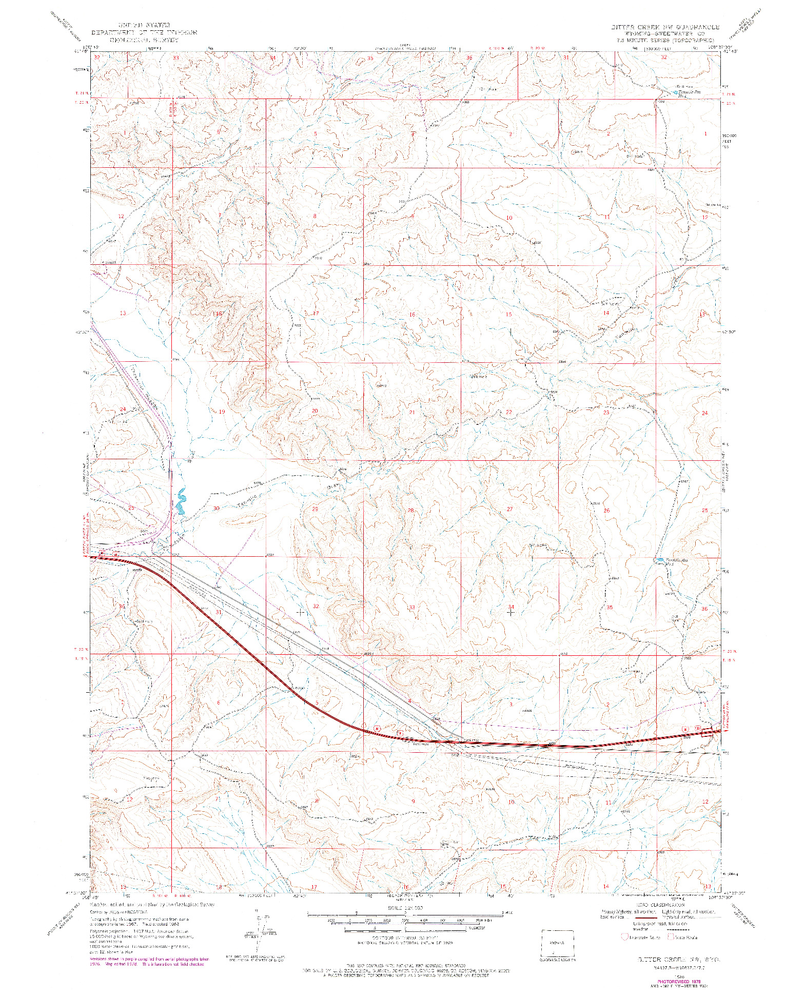 USGS 1:24000-SCALE QUADRANGLE FOR BITTER CREEK NW, WY 1968