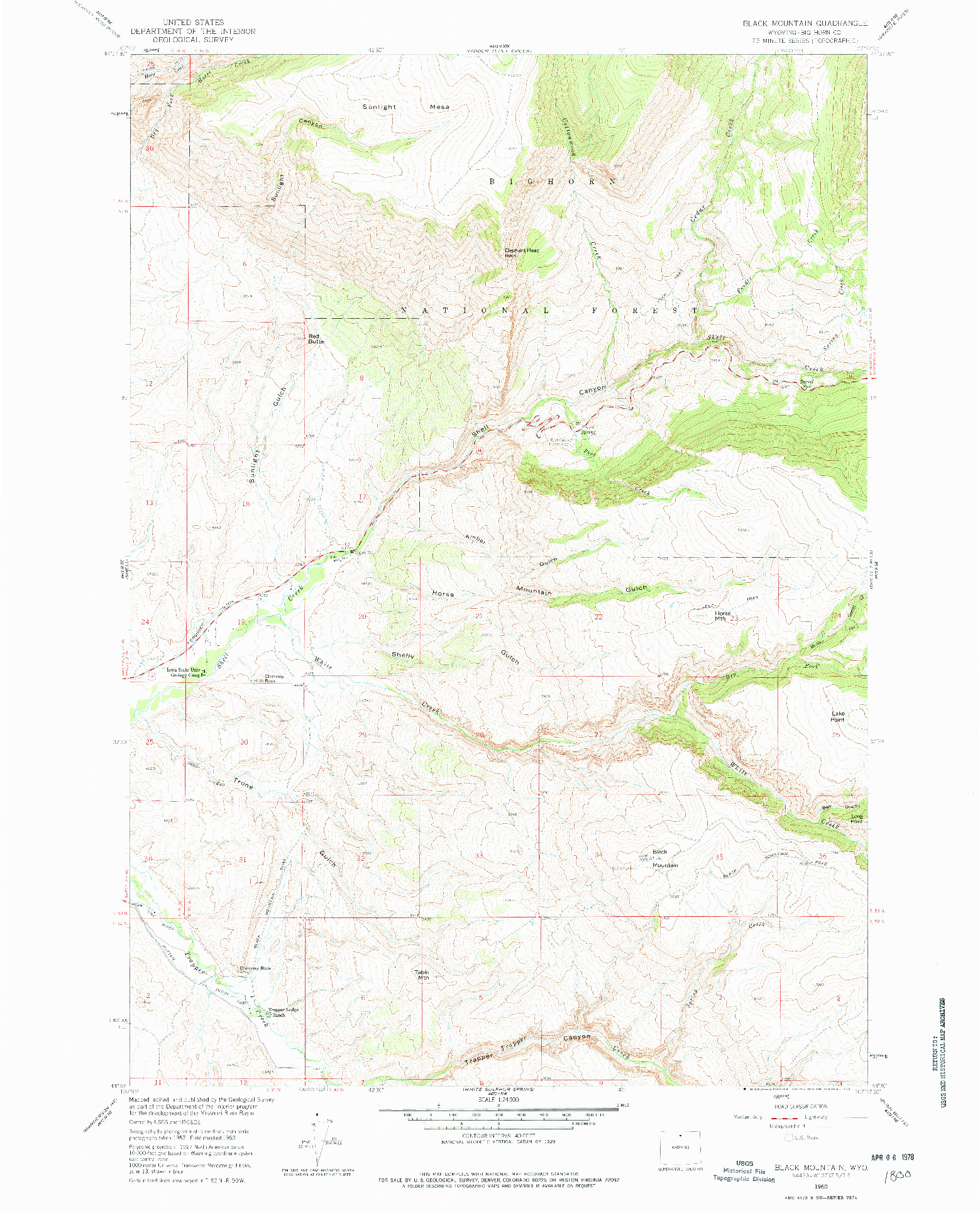 USGS 1:24000-SCALE QUADRANGLE FOR BLACK MOUNTAIN, WY 1960