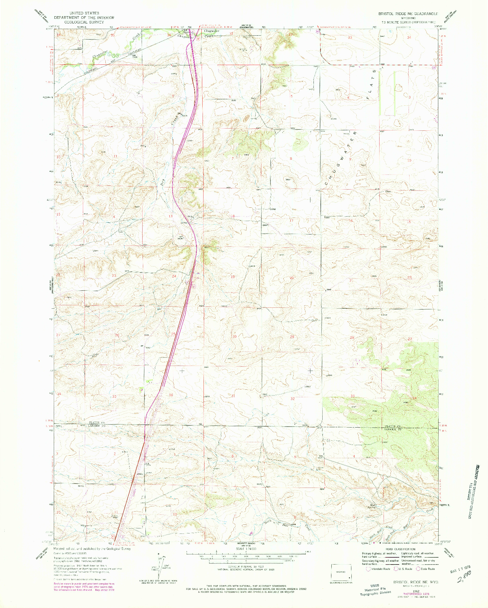 USGS 1:24000-SCALE QUADRANGLE FOR BRISTOL RIDGE NE, WY 1962