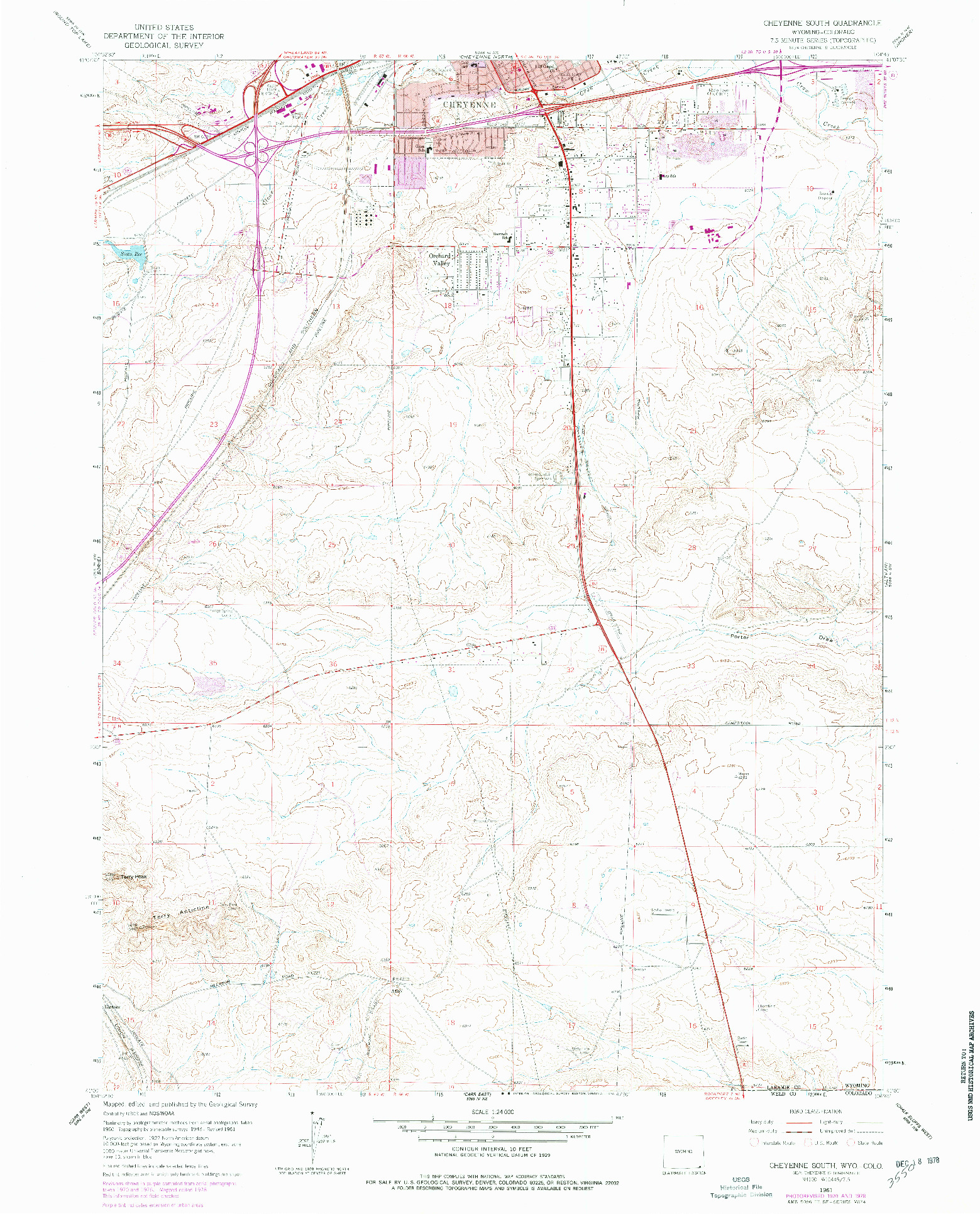 USGS 1:24000-SCALE QUADRANGLE FOR CHEYENNE SOUTH, WY 1961